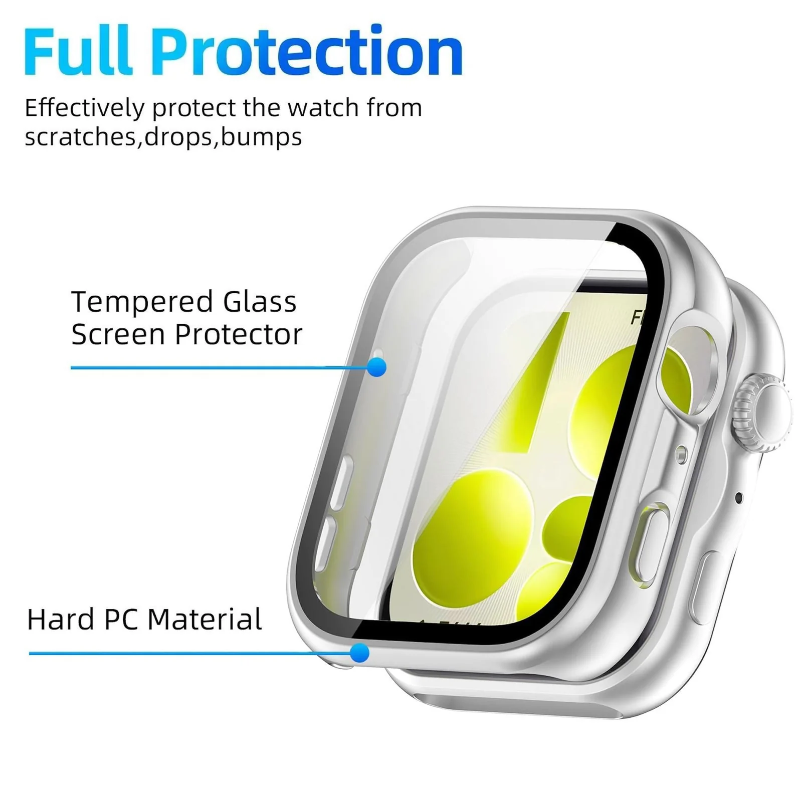 DL3 MOBILAK Full-Coverage Watch Case with Tempered Glass for Huawei Watch Fit 5, Silver