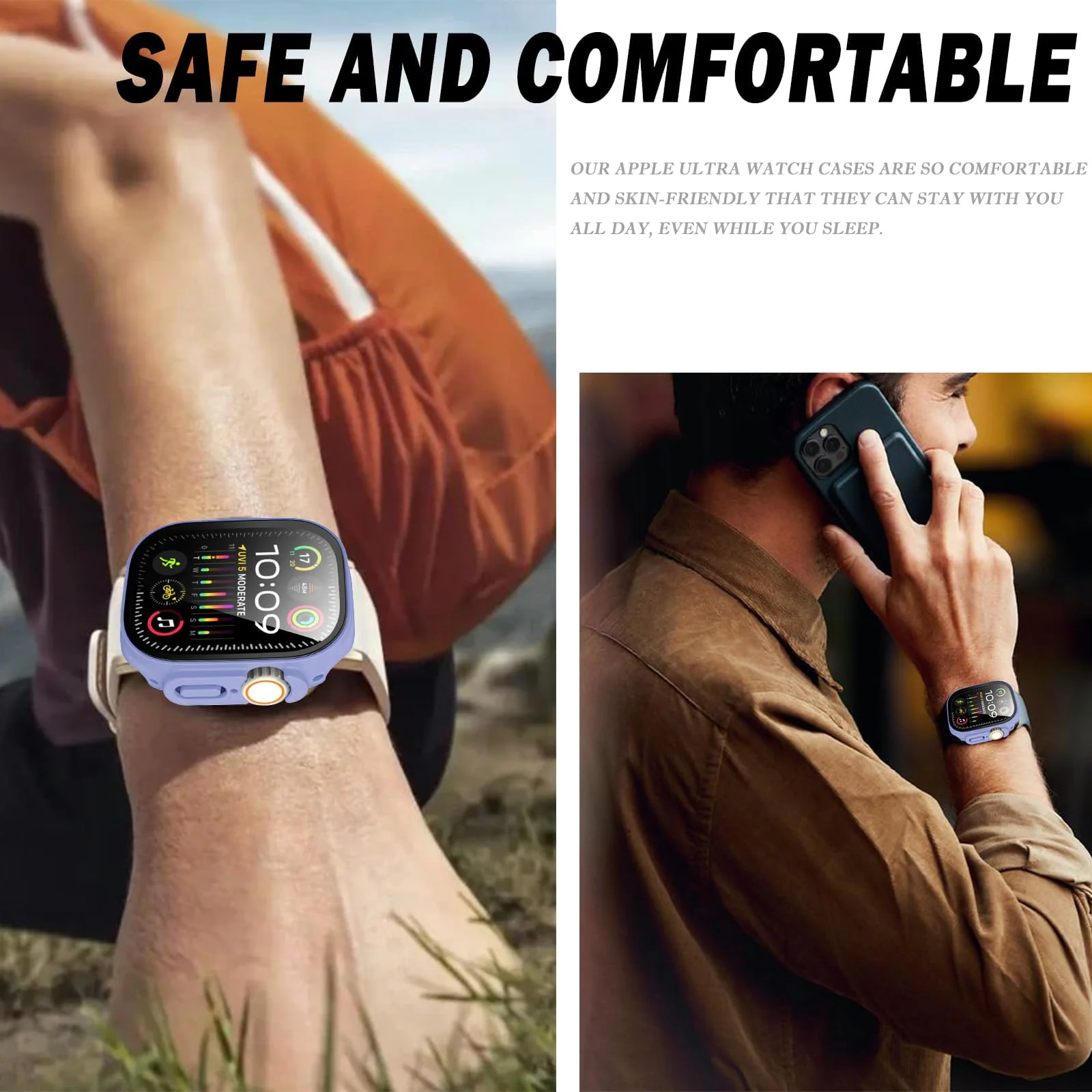 DL3 Mobilak Hard Case Designed for Apple Watch Ultra 2 (2023) / Ultra 1 49mm, Built-in 9H [HD Clear] Tempered Glass Screen Protector, [Full Protection] Slim Cover for iWatch 49mm - Lavender