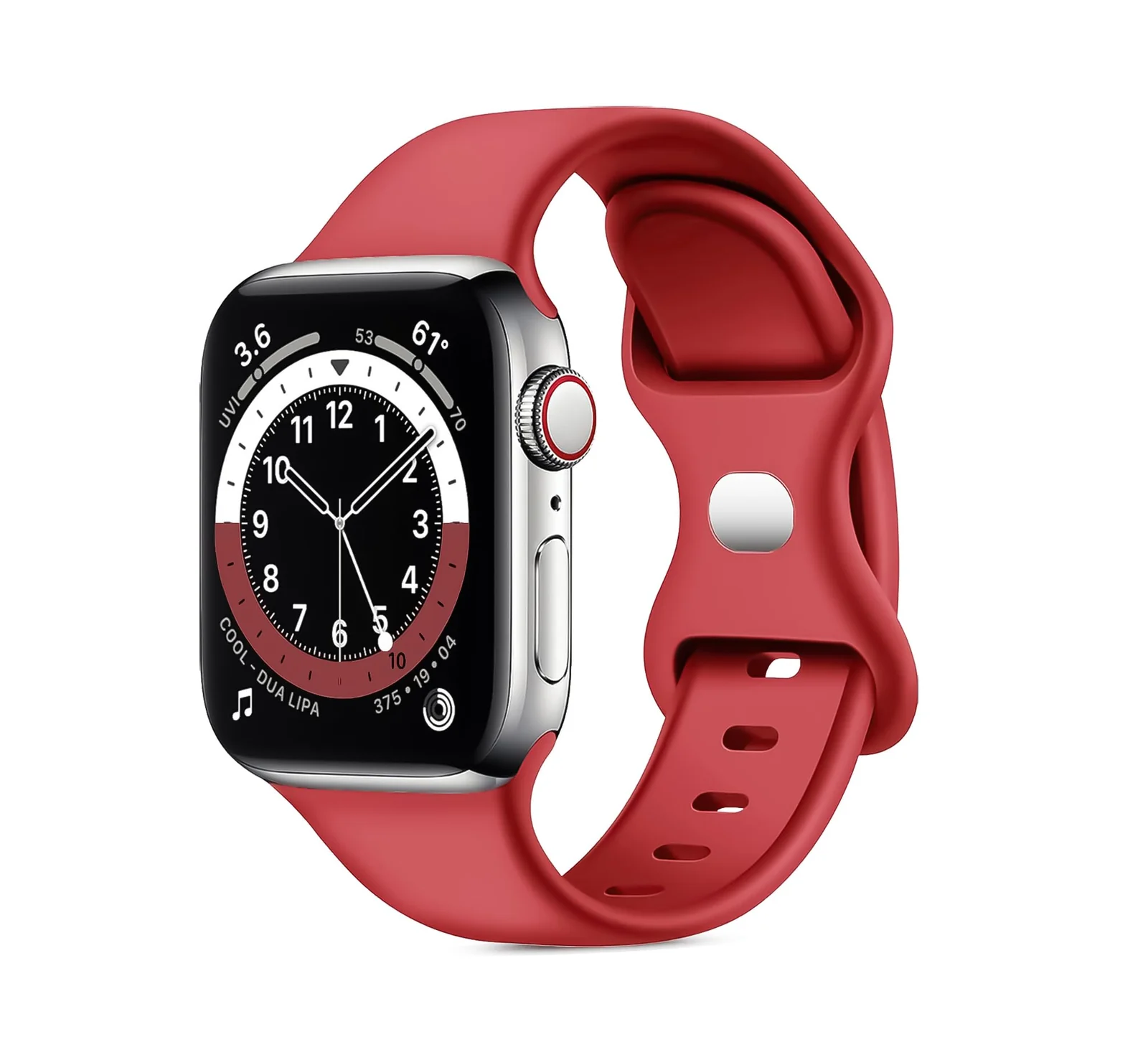 DL3 Mobilak Band with Case Compatible with Apple Watch 45mm, Adjustable Silicone Sport Wristband Replacement, Strap With Cover Built-in Glass Screen Protector for iWatch Series 9 8 7 - Red