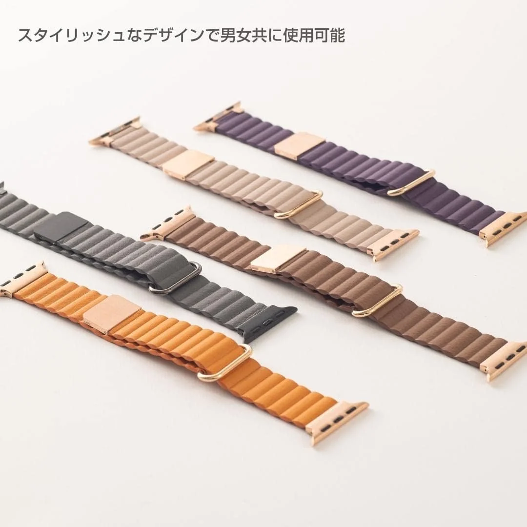 DL3 Mobilak Magnetic Closure System For Apple Watch Ultra Bands 49mm 45mm 44mm 42mm for iWatch Series 8 ultra 7 6 5 4 SE 3 2 Enhanced Adjustable Leather Strap For Men Or Women - Purple