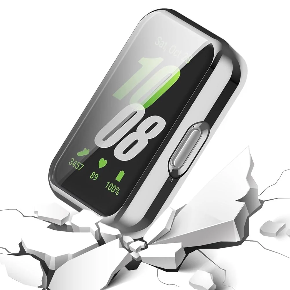 DL3 Mobilak Case Compatible with Samsung Galaxy Fit 3 Case All-Around with Built-in Screen Protector Watch Soft TPU Shockproof Cover Slim Guard Thin Bumper Shell Protector - Silver