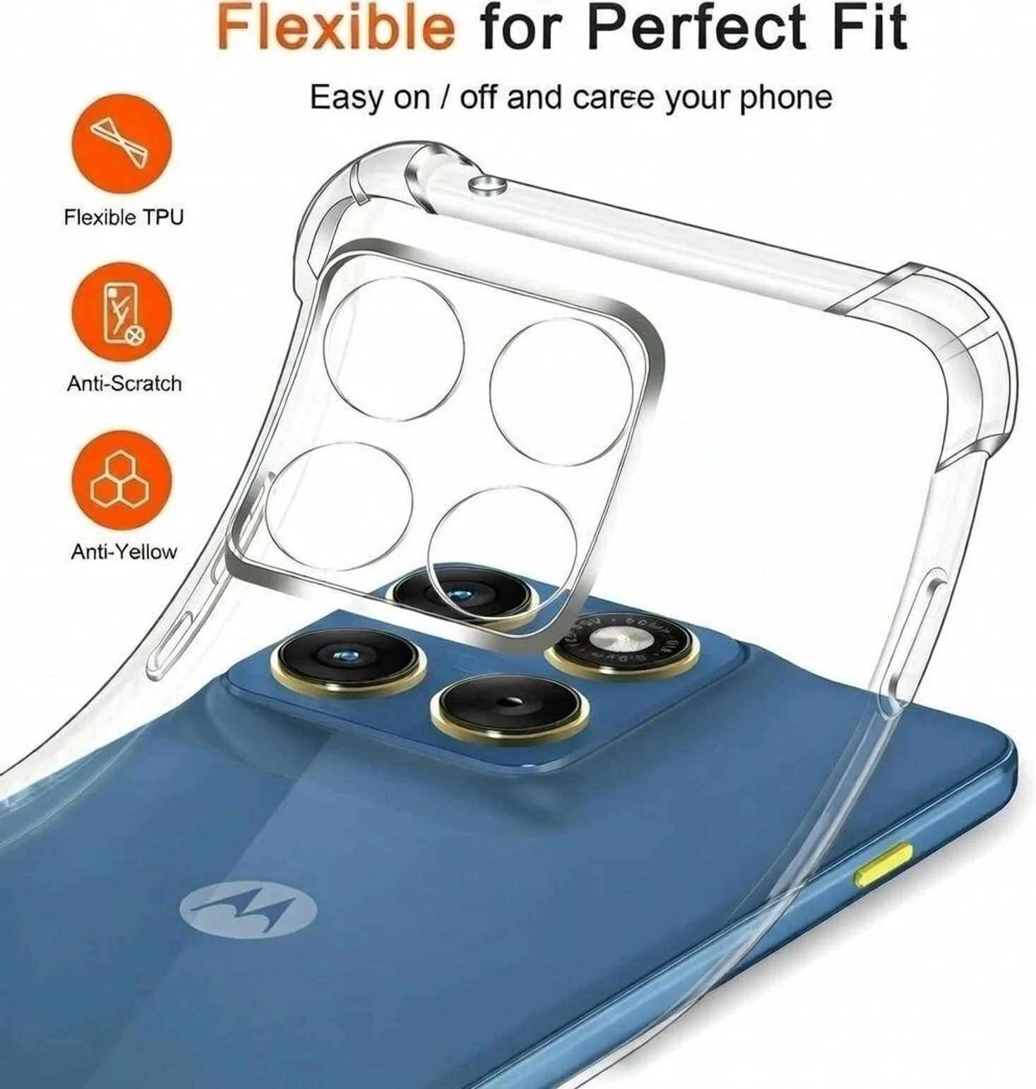 DL3 Mobilak Case Compatible with Motorola Moto G57 5G / G57 Power 5G, Cover Silicone TPU Gorilla Anti-shock Protector Camera Shockproof Corners - Clear