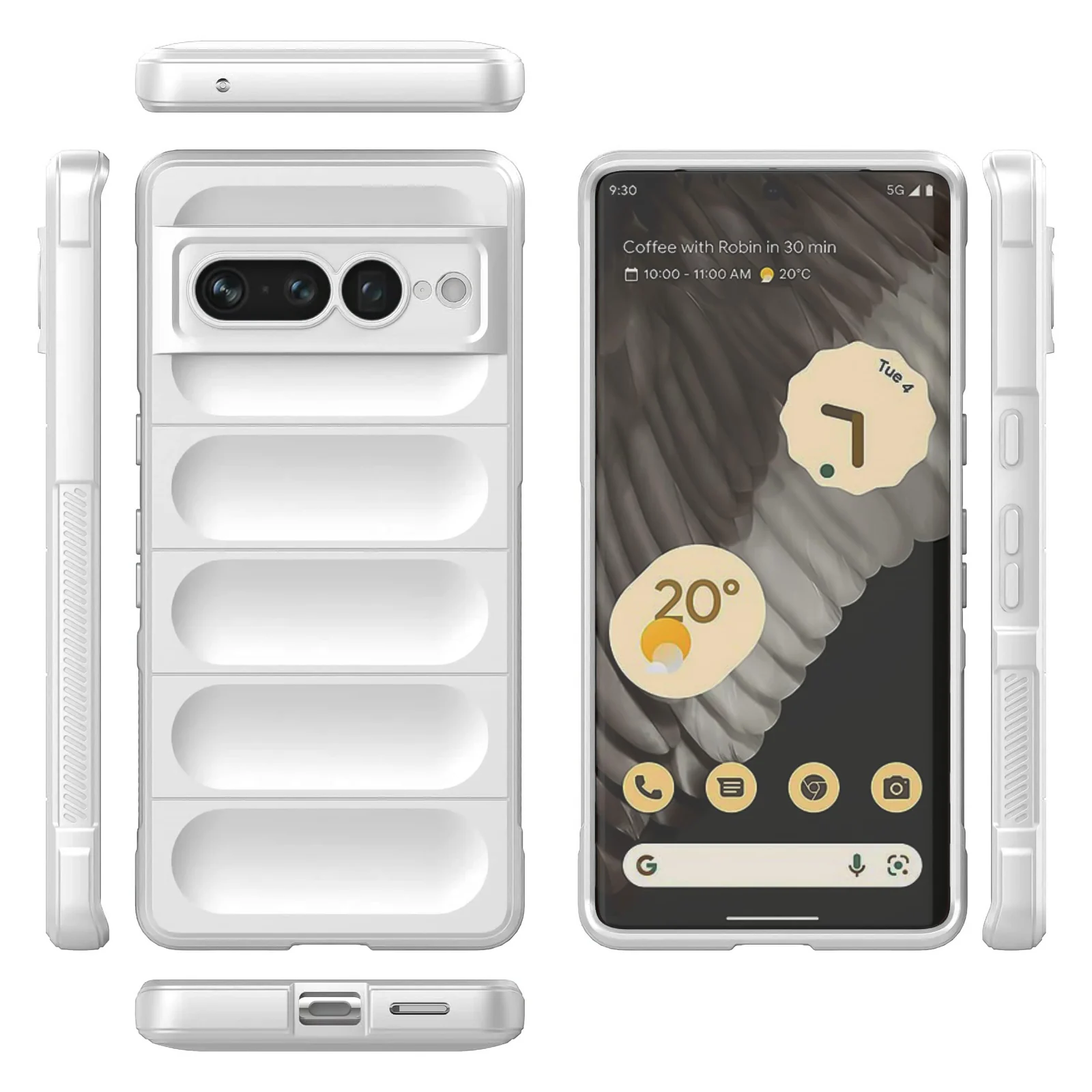 DL3 Mobilak Rugged Protective Case for Google Pixel 7 Pro, Camera protection, Shock-absorbing protection, Non-slip grip - White