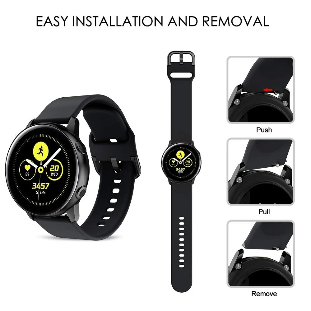 DL3 MOBILAK Silicone Buckle Bands 22MM Strap Compatible with Samsung galaxy watch3 45mm/galaxy 46mm/Gear S3/Huawei watch GT3 46MM/GT2E/GT2 Pro/GT GT2 46MM/Honor Magic Watch2 46mm/Compatible - Black