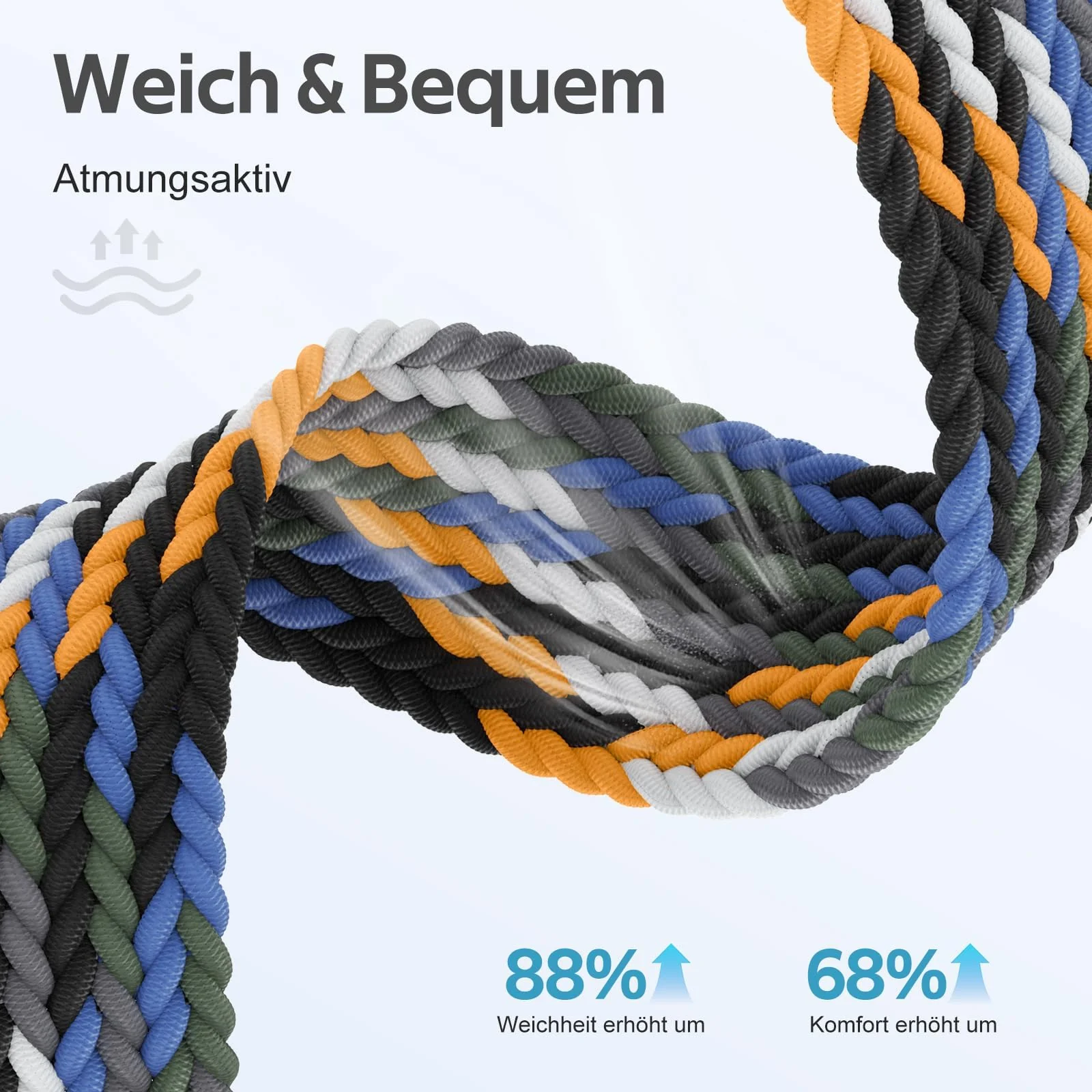 DL3 Mobilak Braided Strap for Huawei Watch Fit 4 / Fit 4 Pro/Fit 3 Bracelet, Quick Release Adjustable Nylon Sport Elastic Loop Band, Anti-Slip Magnetic Buckle Stretchy Nylon Strap - Denim Colorful