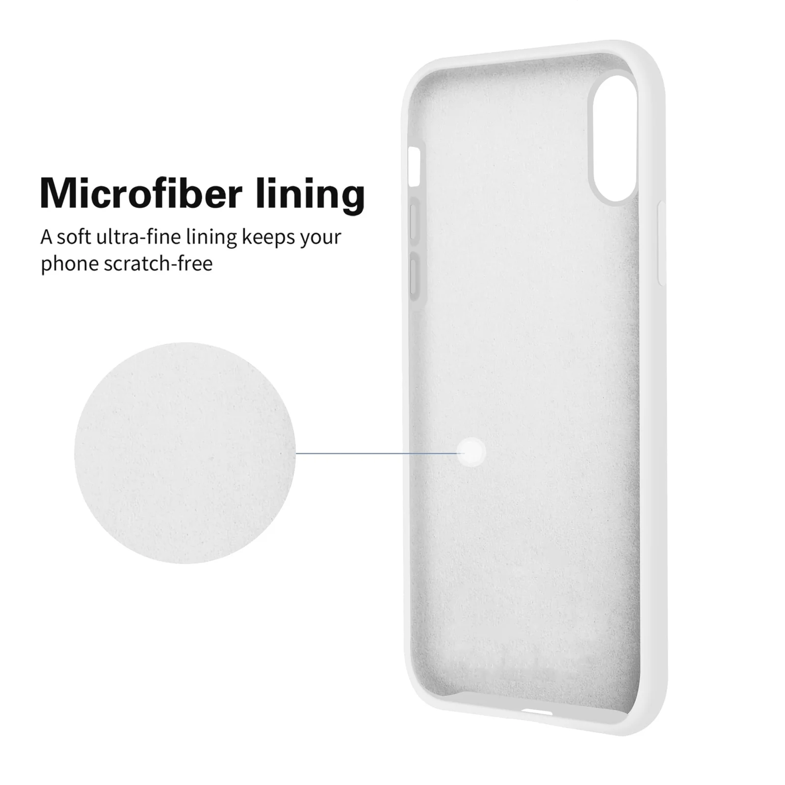 DL3 Mobilak Liquid Silicone Protective Case with Soft Microfiber Lining for iPhone X / iPhone XS - White