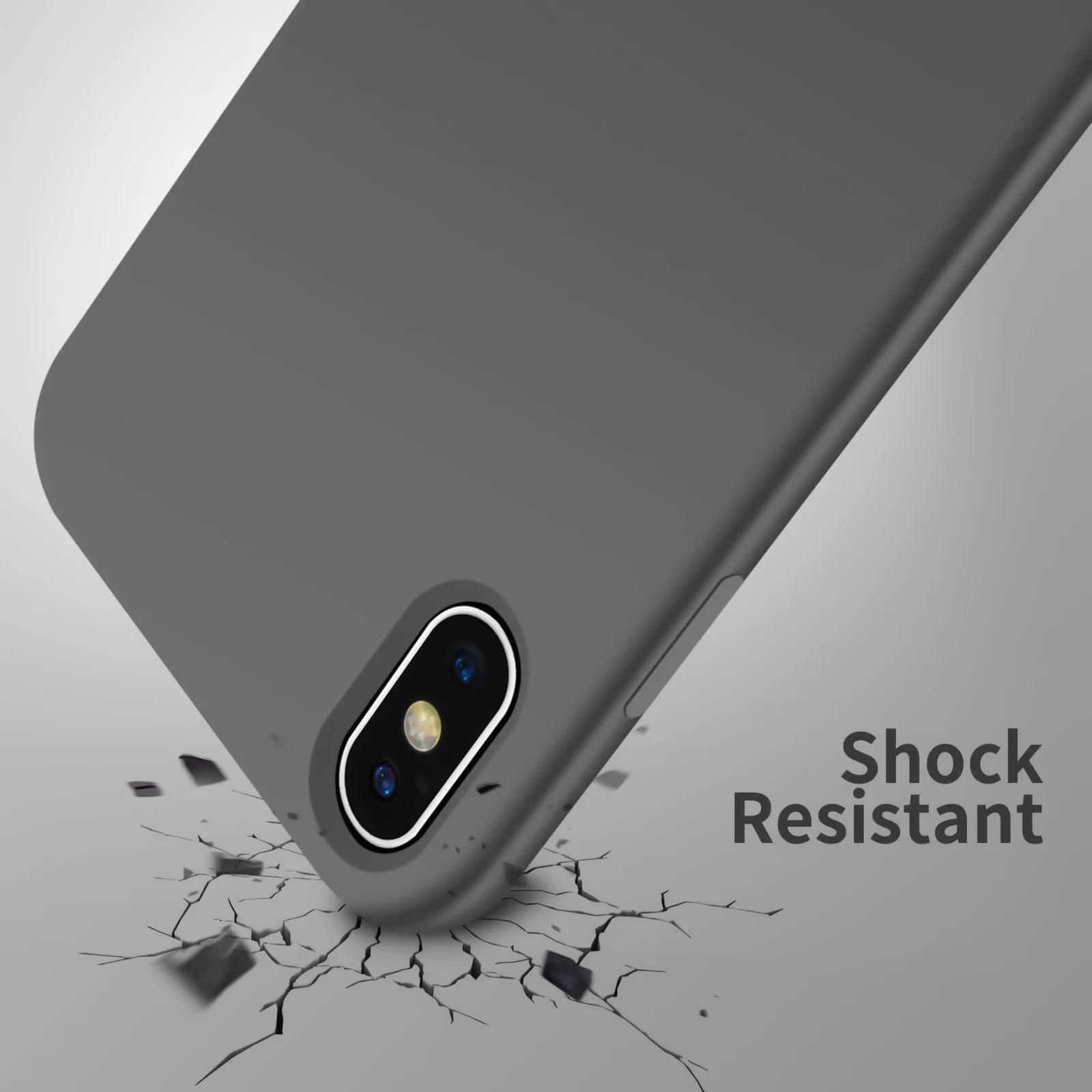 DL3 Mobilak Liquid Silicone Protective Case for iPhone X / iPhone XS with Camera Protection and Microfiber Lining - Gray