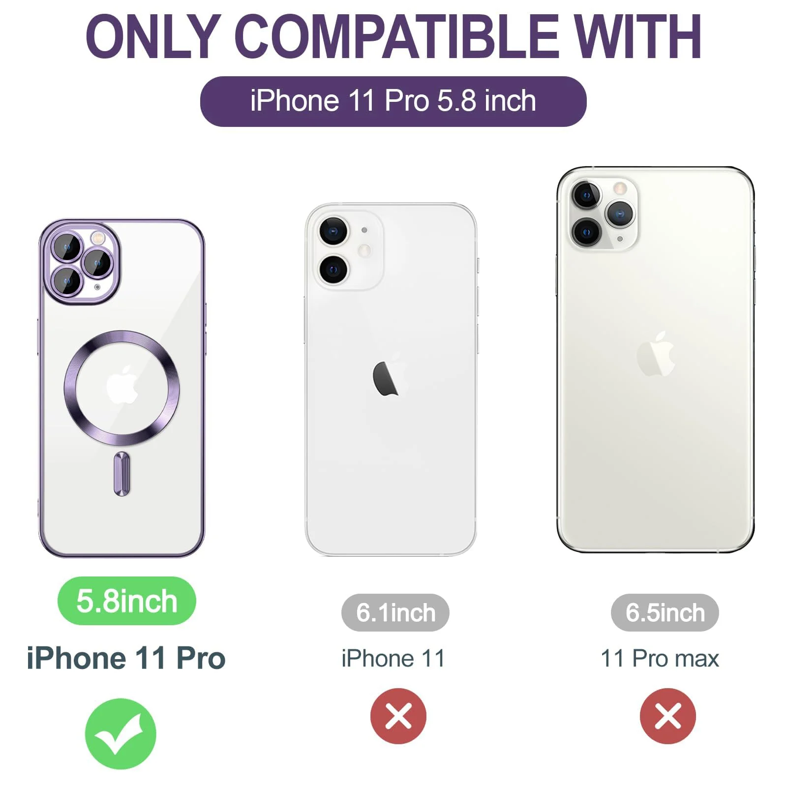 DL3 Mobilak Plated-Edge Protective Case for iPhone 11 Pro 5.8-Inch, Compatible with MagSafe accessories, Supports wireless charging, Shock-absorbing protection - Deep Purple