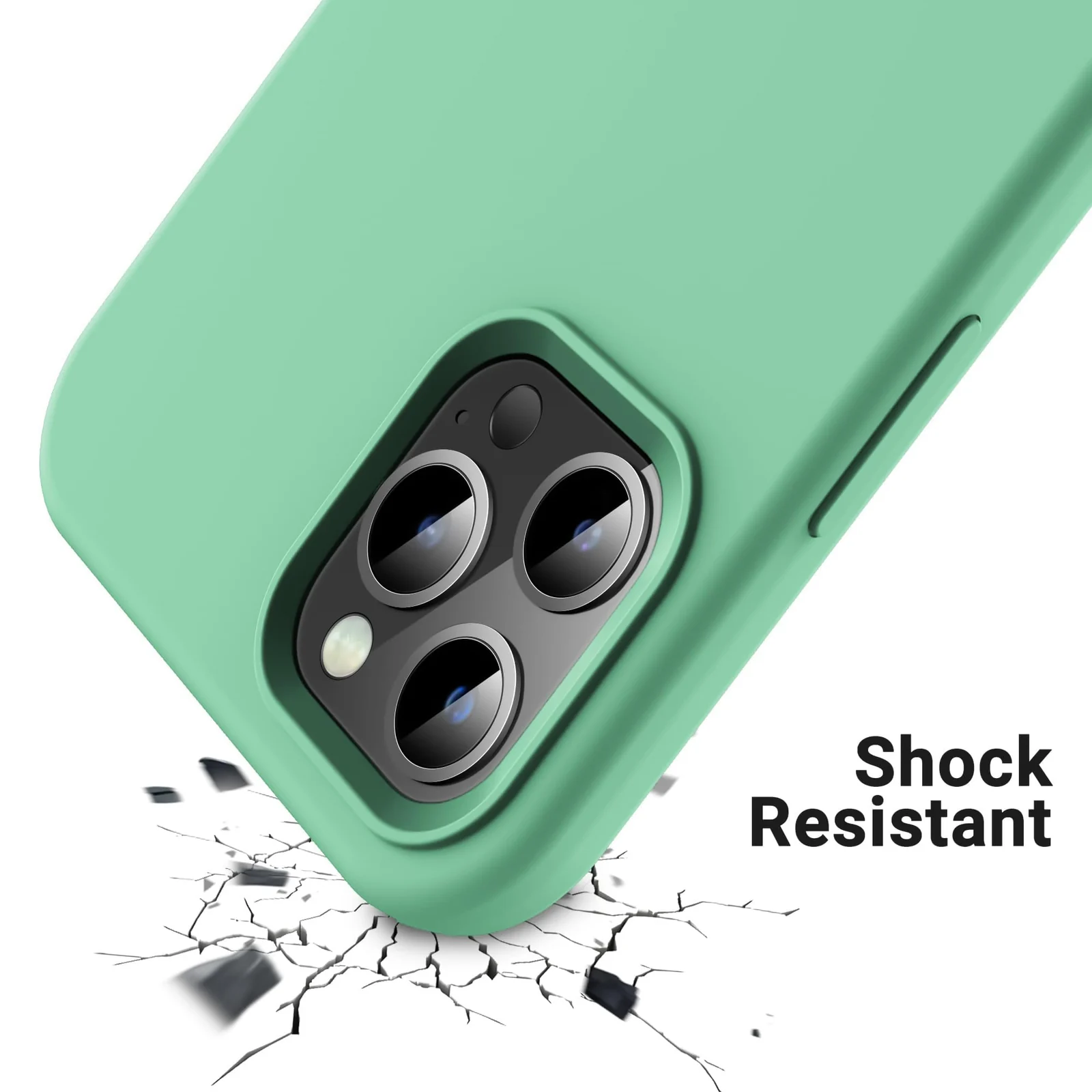 DL3 Mobilak Liquid Silicone Protective Case for iPhone 12 Pro Max (6.7 Inch) with Camera Protection and Microfiber Lining - A Mint Green