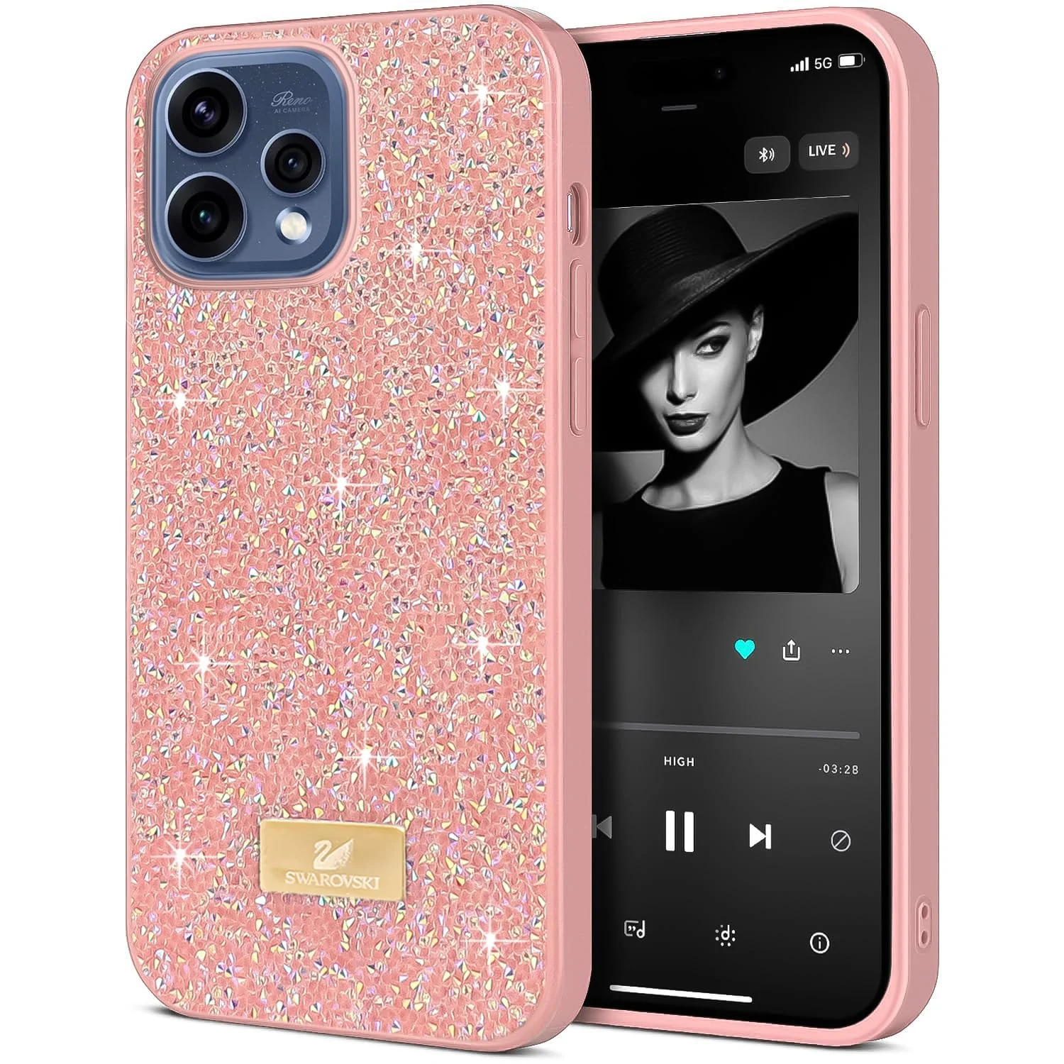 5.5 — DL3 Mobilak Glitter Rhinestone Protective Case for OPPO Reno15 with Shockproof Design
