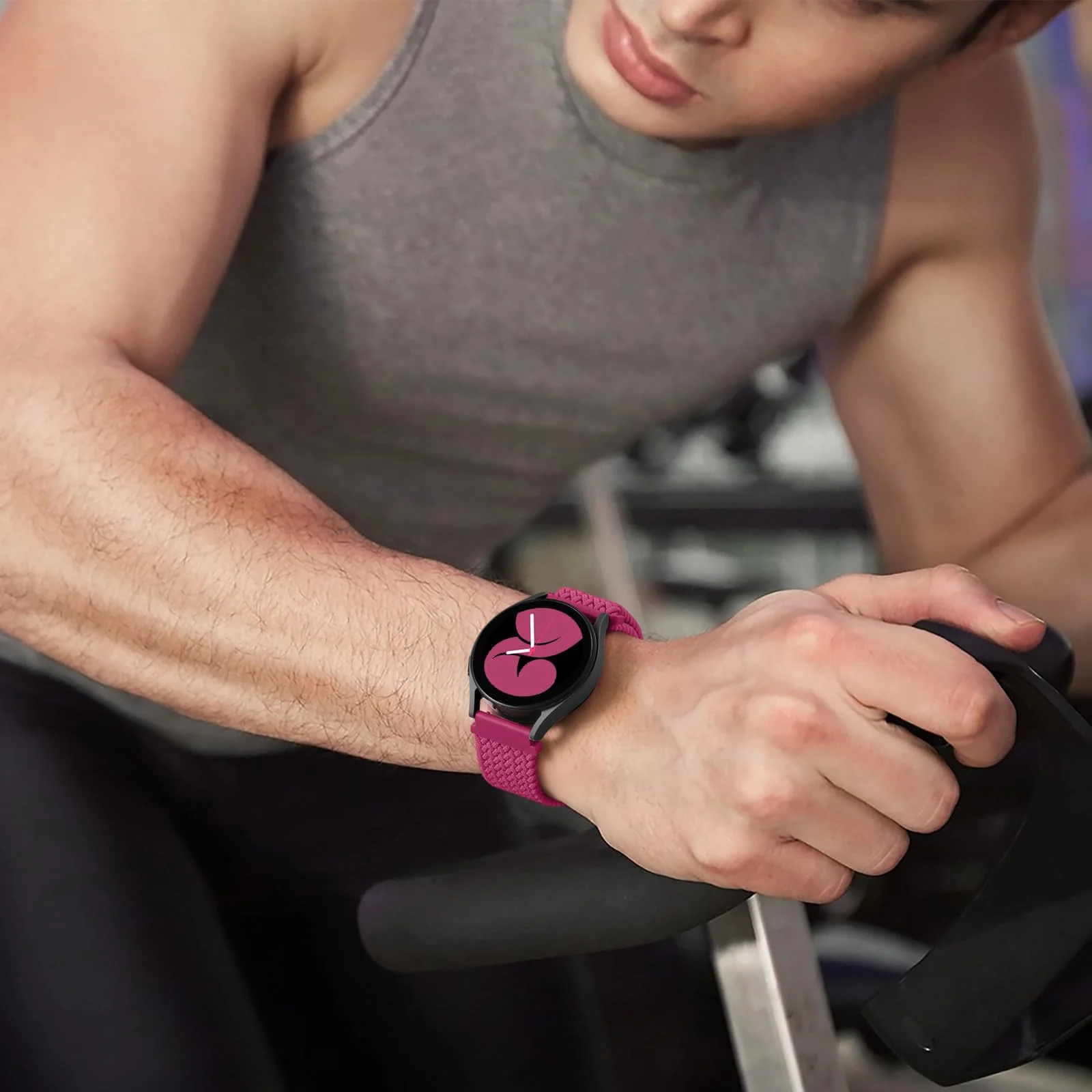 DL3 Mobilak 22mm Magnetic Band for Redmi Watch 5 Active/5 Lite/Samsung Galaxy Watch 3 45mm/Watch 46mm/Gear S3/Huawei watch GT6 GT5 46MM/GT2E/GT6 Pro/GT 5 Pro/Amazfit GTR 4/3, Stretchy Braided Nylon Sport Strap - Fuchsia