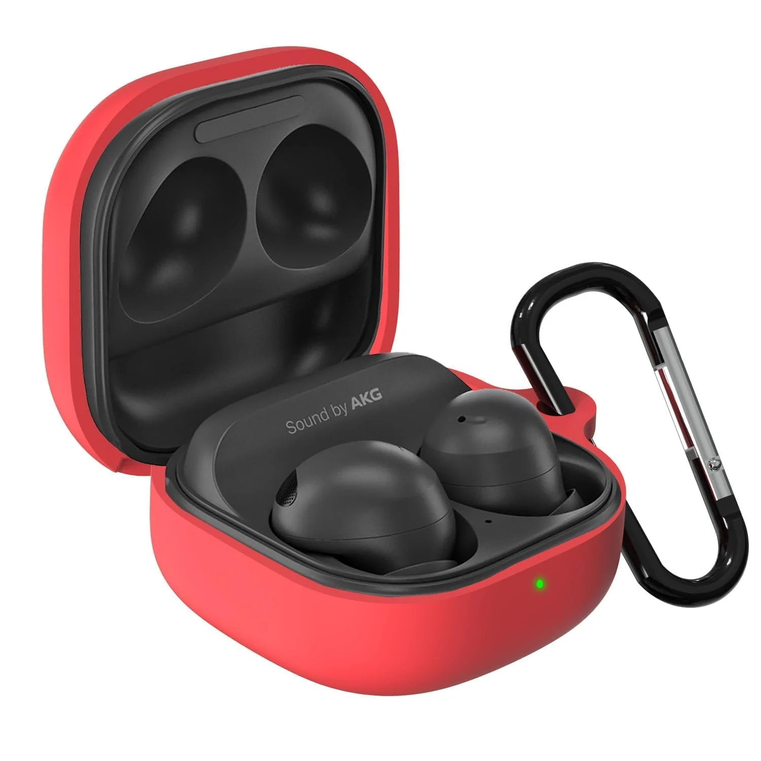 DL3 Mobilak Compatible with Samsung Galaxy Buds 2 pro/Buds 2 / Buds Pro/Galaxy Buds Live Cover, Soft Silicone Shockproof Protective Earbuds with Carabiner, Front LED Visible - Red