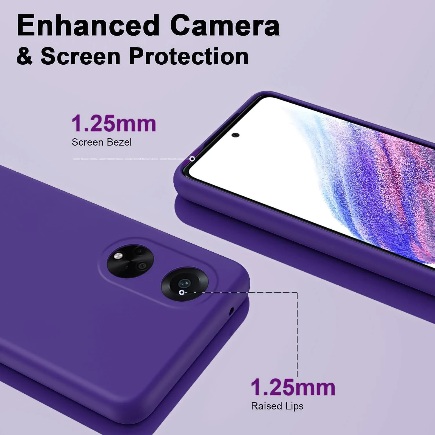 DL3 Mobilak OPPO A98 Case, Soft Flexible Silicone Gel Rubber Bumper Cover, Full Body Shockproof Protective Phone Case - Purple