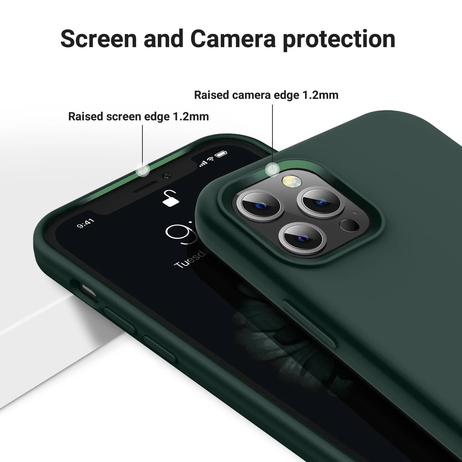 DL3 Mobilak Liquid Silicone Case for iPhone 15 Pro, Supports wireless charging, Shock-absorbing protection, Scratch-resistant surface - A.Green