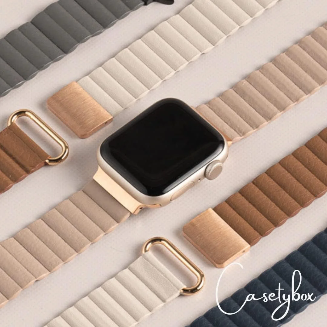 DL3 Mobilak Magnetic Closure System For Apple Watch Ultra Bands 49mm 45mm 44mm 42mm for iWatch Series 8 ultra 7 6 5 4 SE 3 2 Enhanced Adjustable Leather Strap For Men Or Women - Space Grey