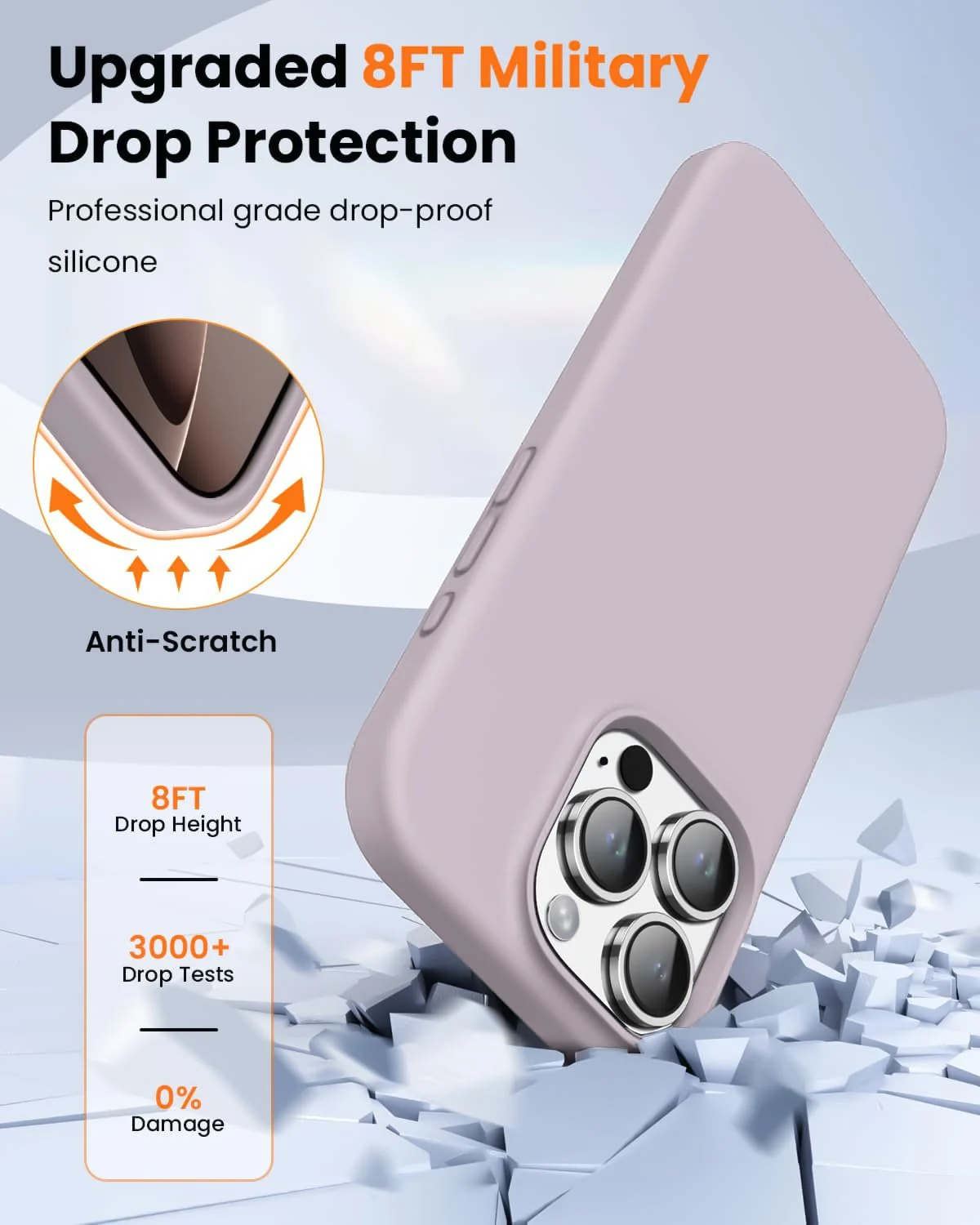 DL3 Mobilak Liquid Silicone Protective Case with Soft Microfiber Lining for iPhone 16 Pro Max - Lavender Pink