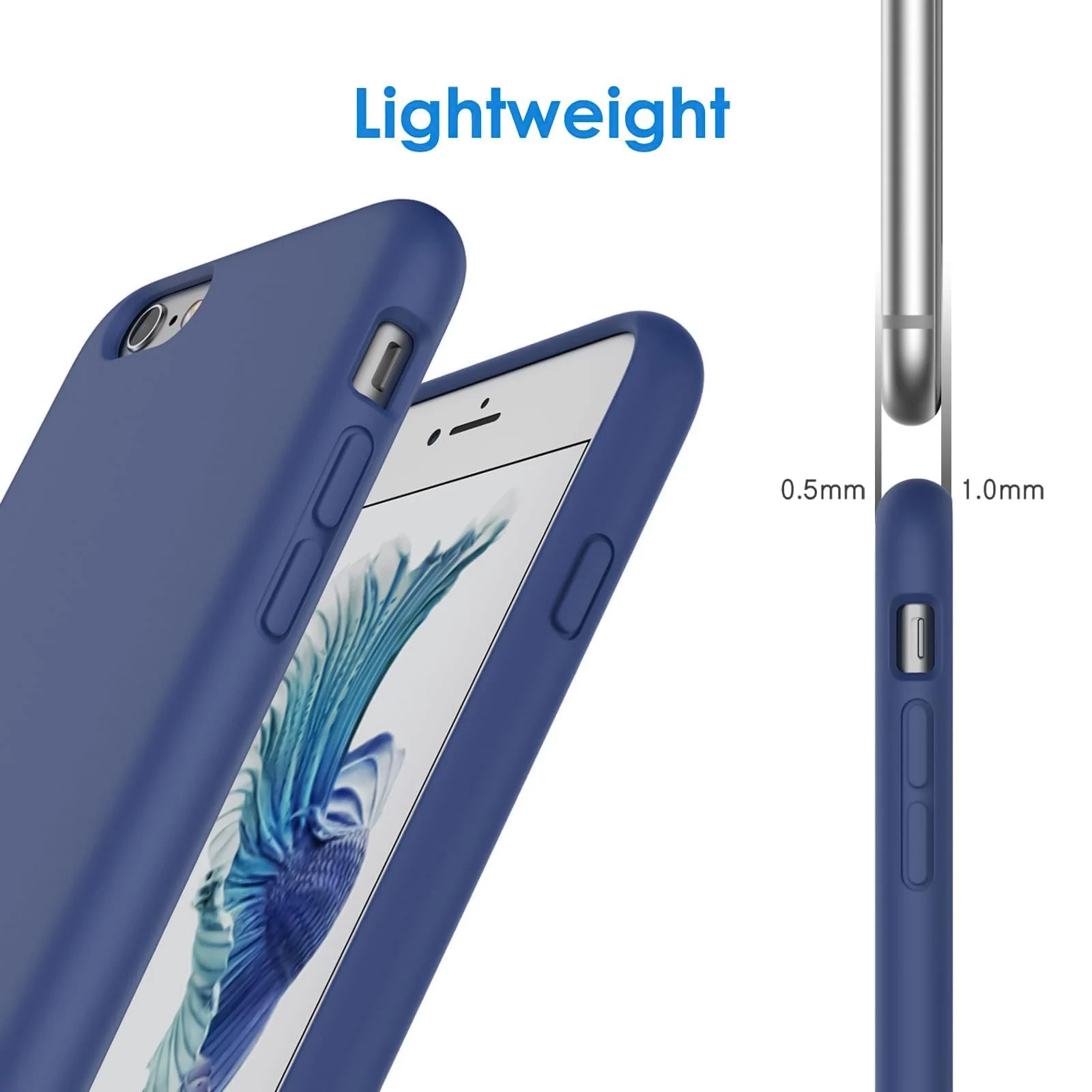 DL3 Mobilak Liquid Silicone Case for iPhone 6 / 6S, Shock-absorbing protection, Scratch-resistant surface, Soft microfiber lining - Royal Blue