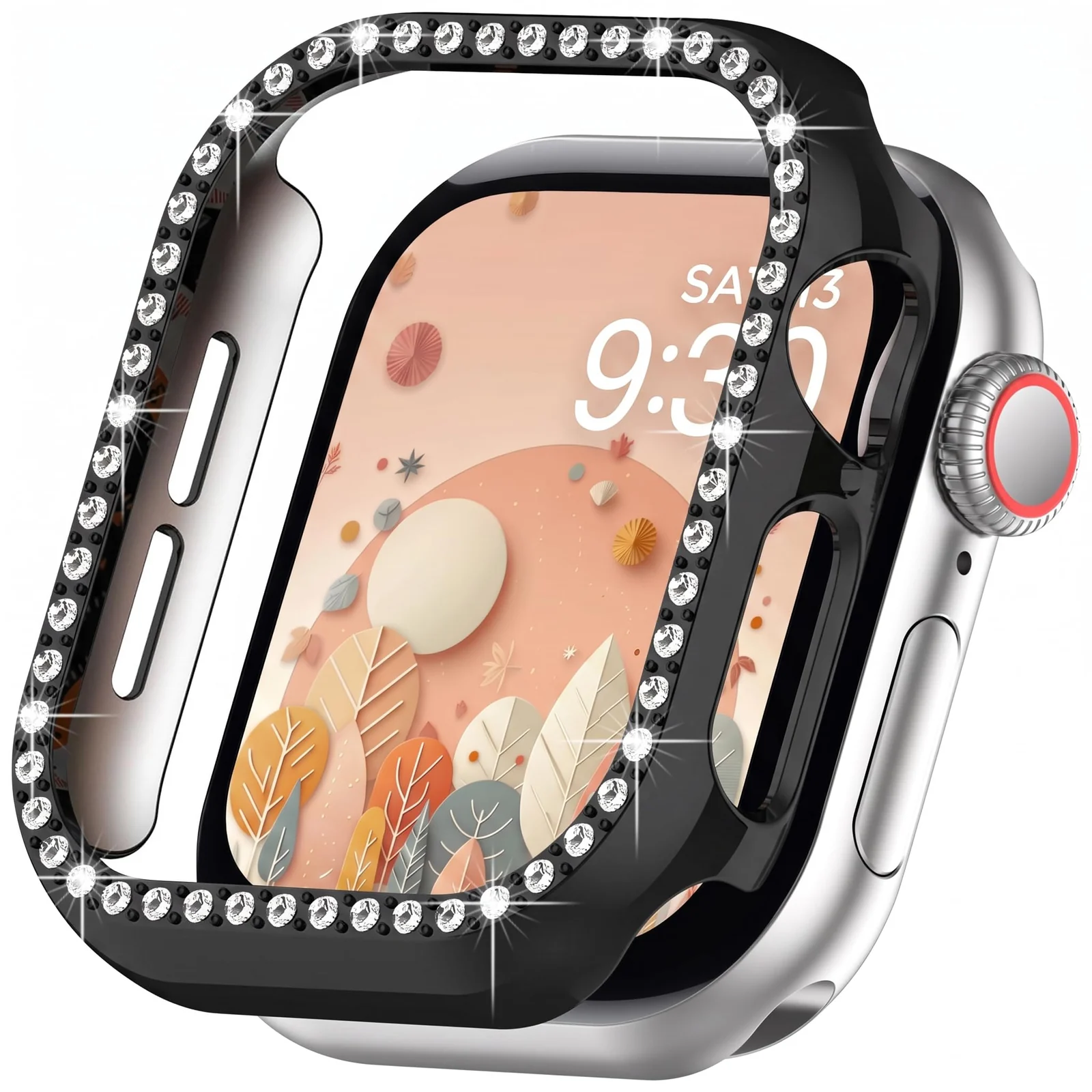 Dl3 Mobilak Bling Case Without screen protector for Apple Watch Series 6/5/4/SE 3/SE 2/SE 40mm Hard PC Frame Case, Crystal Diamonds Bumper Cover for Women Girls, Slim Protective Cover - Black