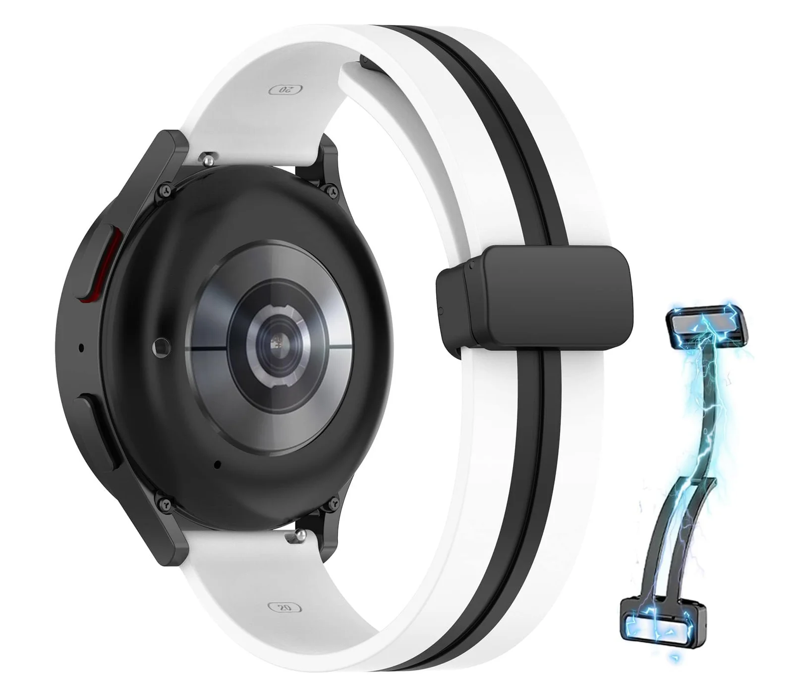 DL3 Mobilak 22MM Silicone Band Magnetic Clasp Strap For Xiaomi Redmi Watch 5 Active/5 Lite/Compatible with Samsung Galaxy Watch 46mm/Watch 3 45mm/Gear S3/Huawei watch (GT6 GT5 GT4 GT3 (A. ) - A.White Black
