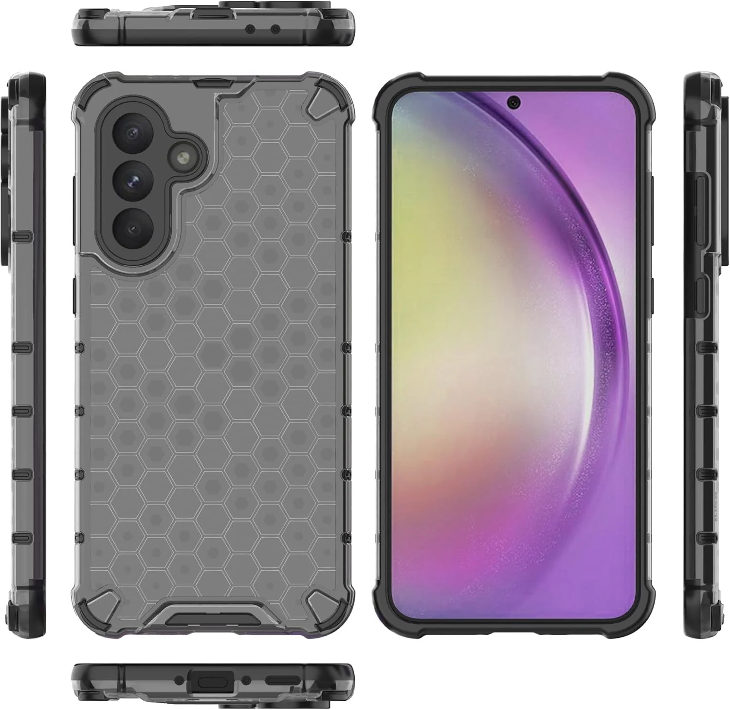 DL3 Mobilak Honeycomb Protective Case for Samsung Galaxy A36 5G / Samsung Galaxy A56 5G, Shock-absorbing protection, Transparent design, Slim, lightweight profile - Black