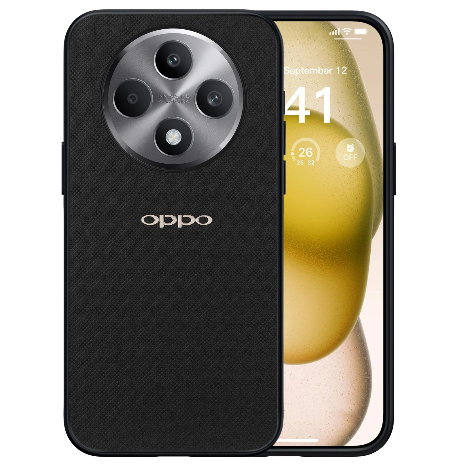 Dl3 Mobilak Compatible with OPPO Reno 12F / OPPO Reno12 F 4G/5G Case Dual Layer Heavy Duty Cell Phone Protective Cover Shockproof Rugged with Non-Slip Textured - Black