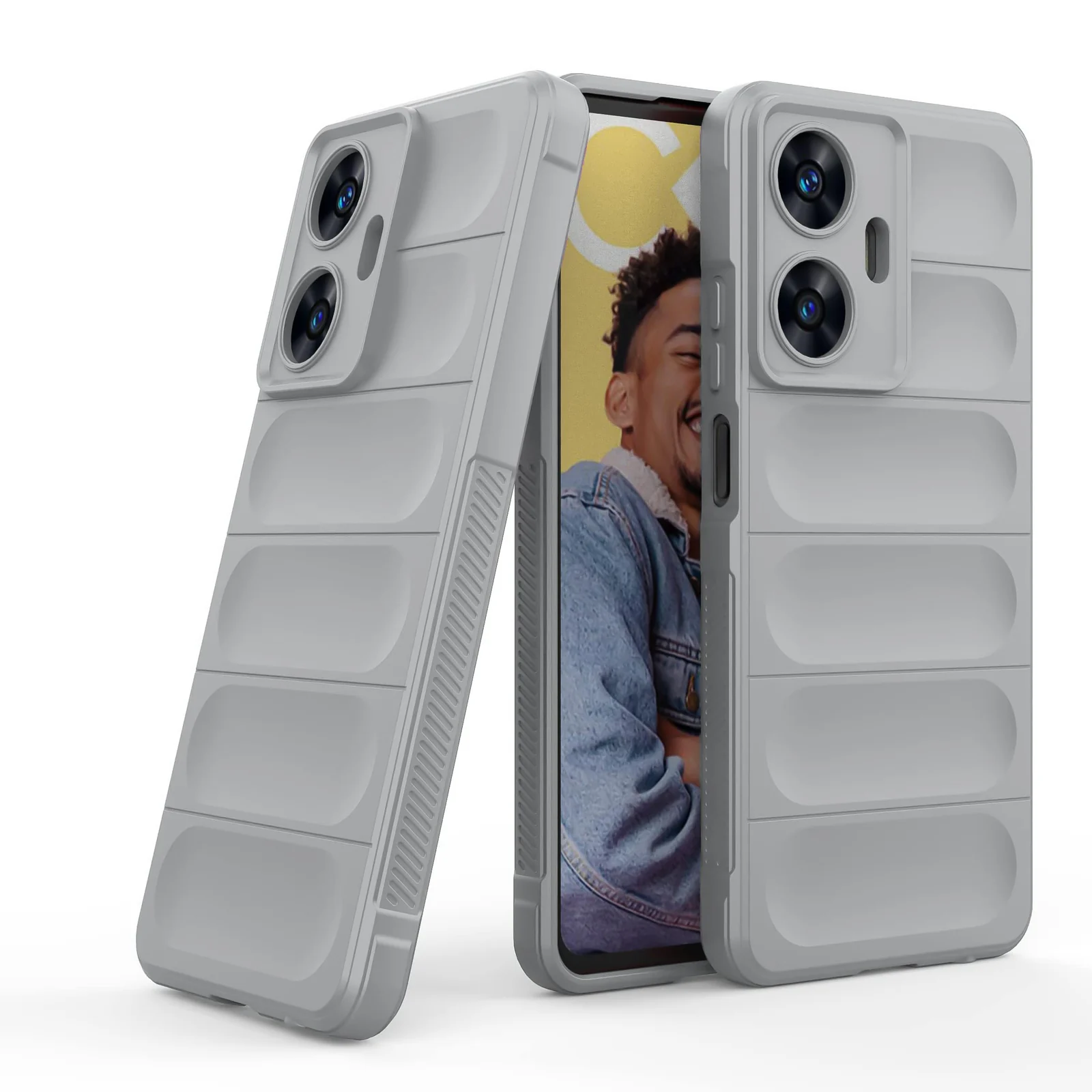 DL3 Mobilak Flexible Silicone and TPU Protective Case with Camera Protection for realme C55 / Narzo N55 - Gray