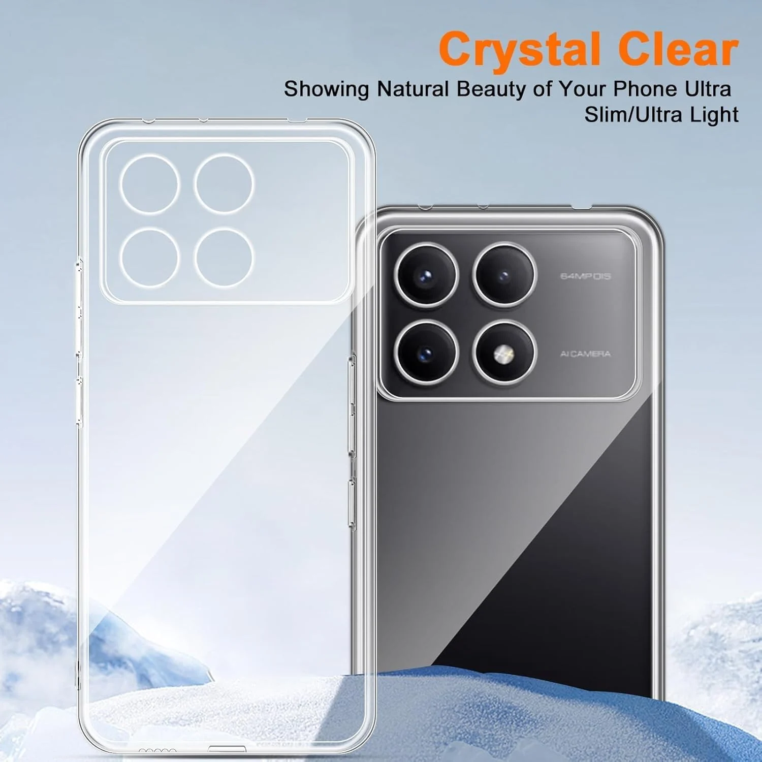 DL3 Mobilak Case Compatible with Xiaomi Poco X6 Pro Case Crystal Soft TPU Gel Case Flexible Silicone Anti-Scratch Camera Protection TPU Cover - Clear