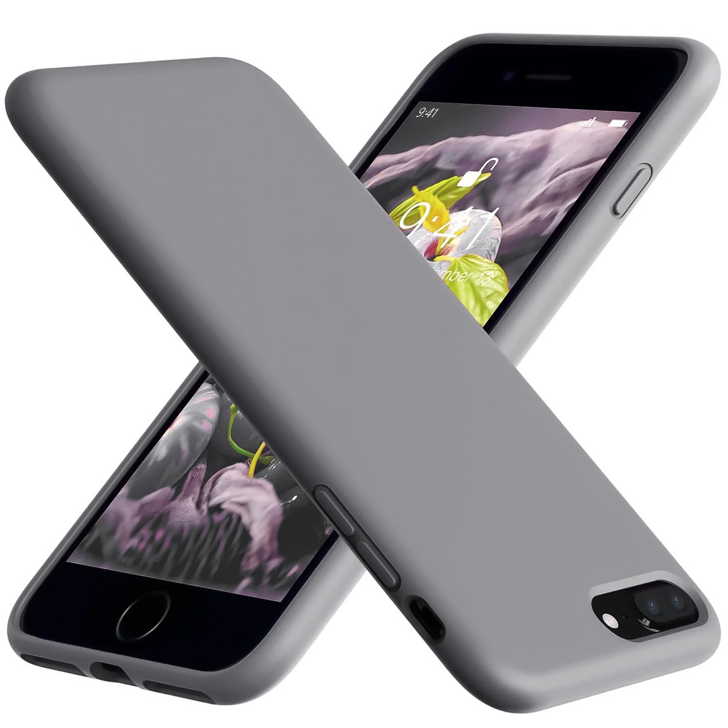 DL3 Mobilak Liquid Silicone Case for iPhone 7 Plus / iPhone 8 Plus, Shock-absorbing protection, Scratch-resistant surface, Soft microfiber lining - A.Gray