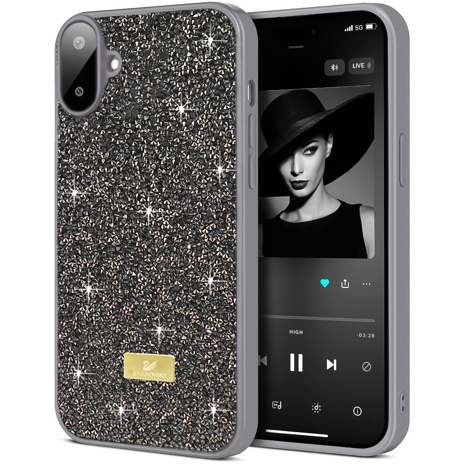 DL3 Mobilak Glitter Rhinestone Protective Case for Samsung Galaxy A07 4G with Shockproof Design - Silver