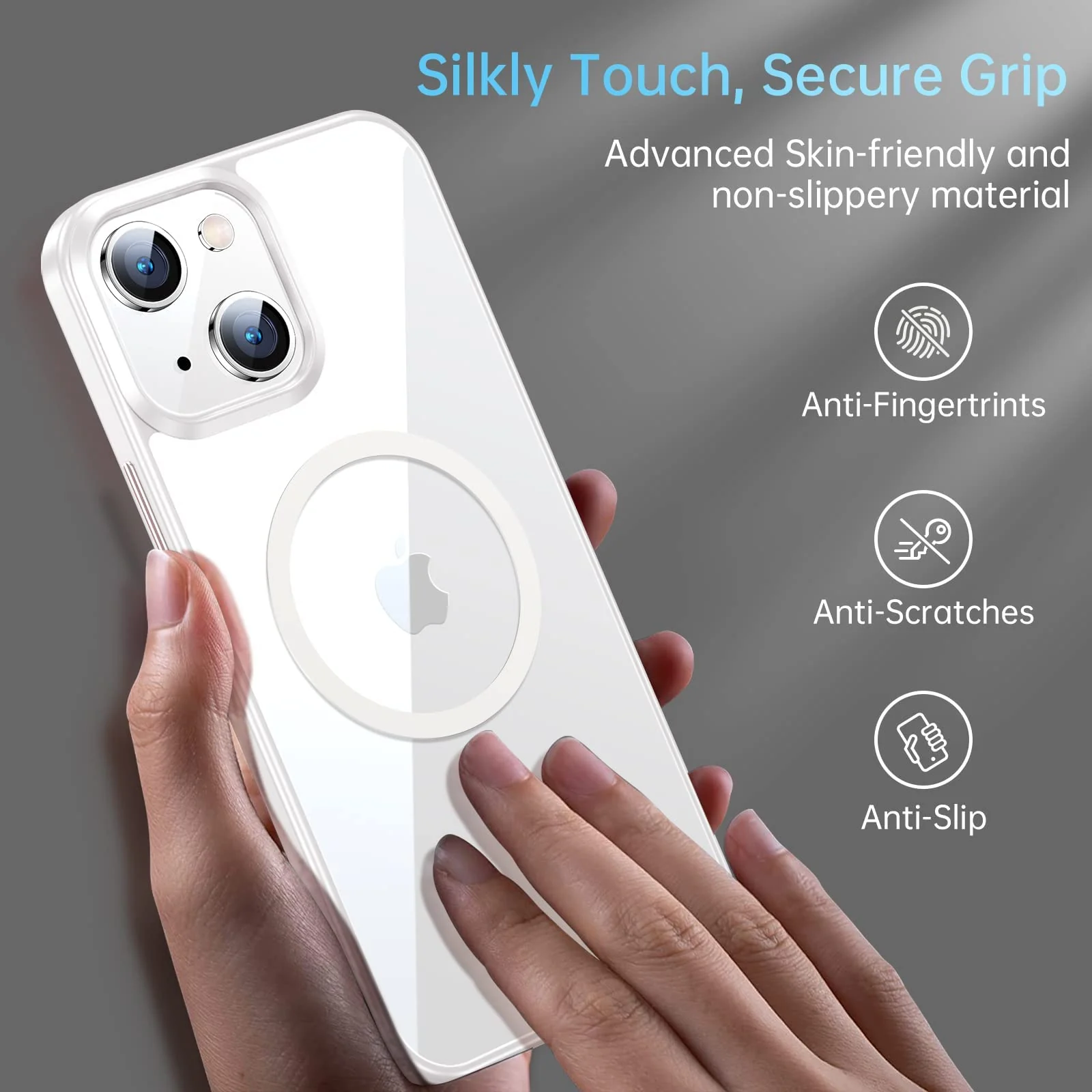 DL3 MOBILAK Case Magnetic Crystal Clear for iPhone 15+ Plus/iPhone 14 Plus 6.7-Inch Case, [Compatible with MagSafe] Slim Phone Case Thin Cover - White