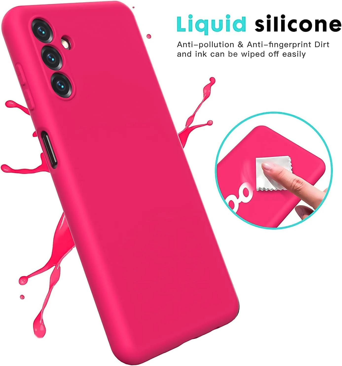 DL3 Mobilak Silicone Protective Case for Samsung Galaxy A04s / A13 4G / A13 5G, Shock-absorbing protection, Scratch-resistant surface, Soft microfiber lining - Hot Pink