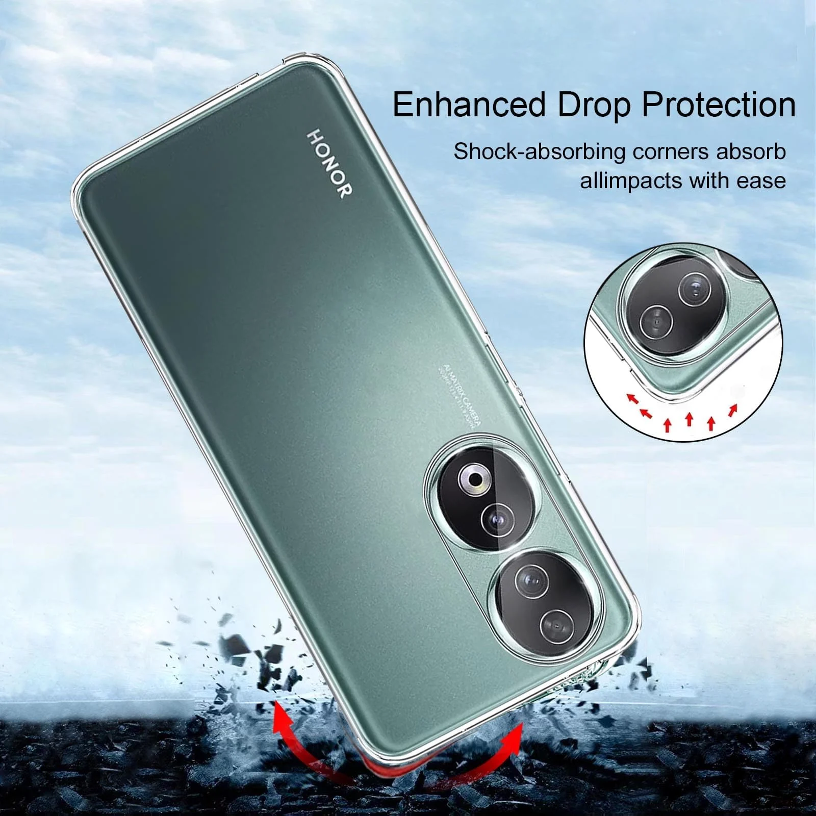 DL3 Mobilak Case Compatible with Honor 90 5G Case Crystal Soft TPU Gel Case Flexible Silicone Anti-Scratch Camera Protection TPU Cover - Clear
