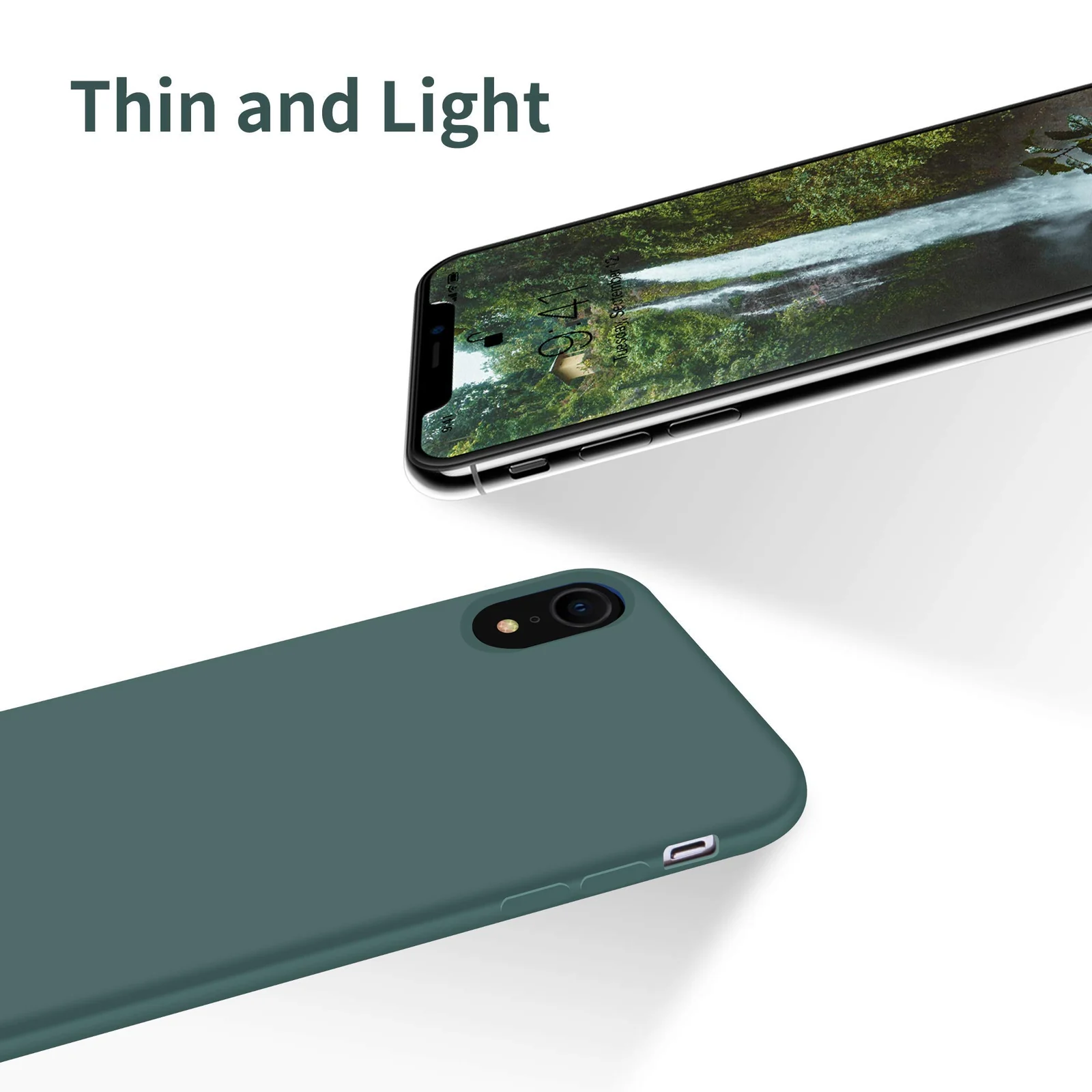 DL3 Mobilak Liquid Silicone Protective Case with Soft Microfiber Lining for iPhone XR - Pine Green