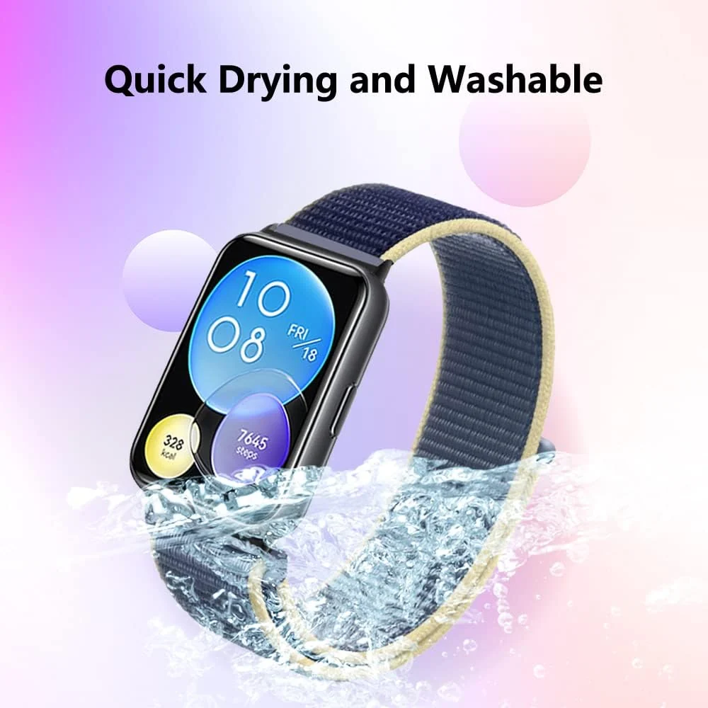 DL3 Mobilak Nylon Strap for Huawei Band 9 | Huawei Band 8 Watch Band, Men and Women Breathable Elastic Bracelet, Adjustable Straps Replacement Band Sport Watchband - Navy Blue