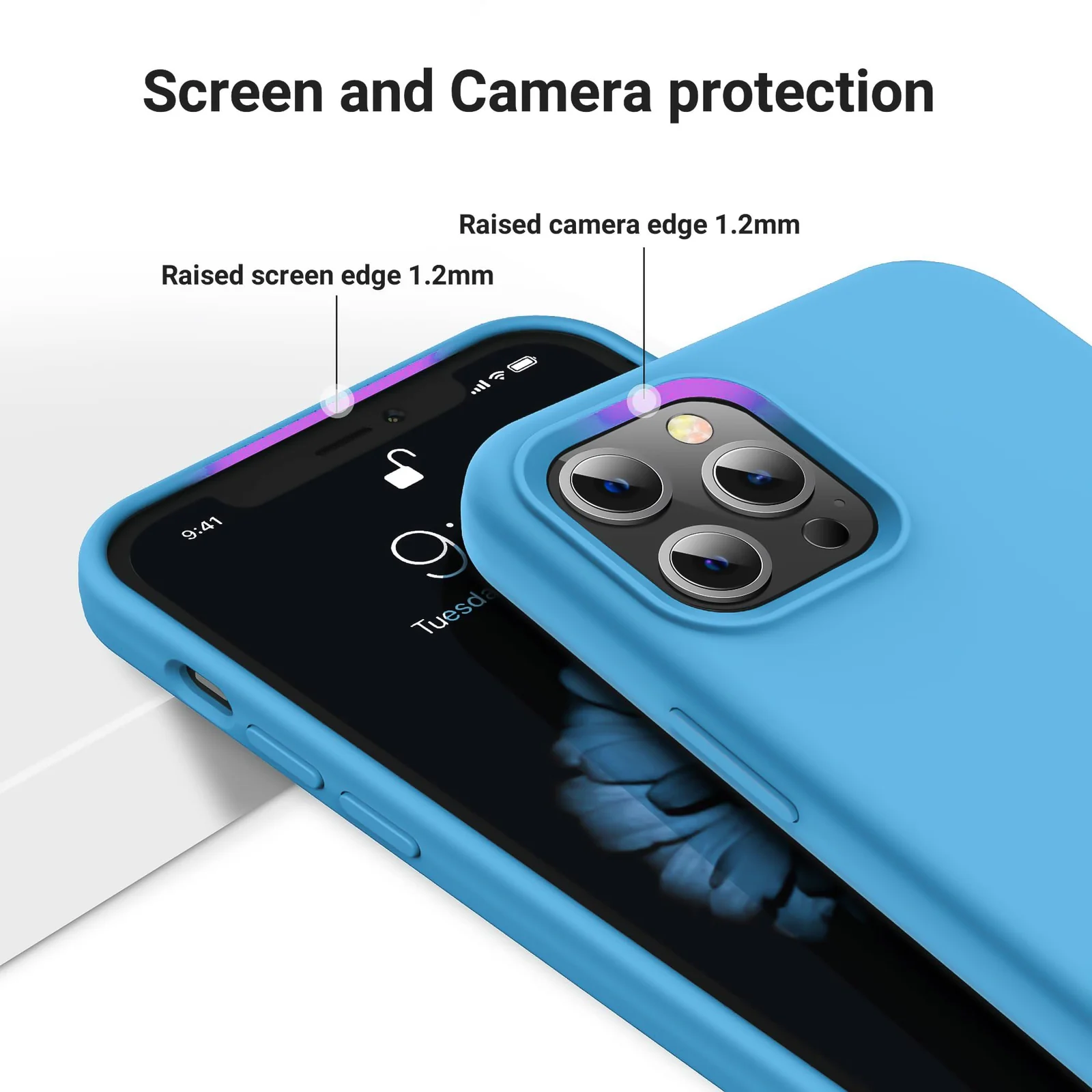 DL3 Mobilak Liquid Silicone Case for iPhone 12 Pro Max (6.7 Inch), Shock-absorbing protection, Scratch-resistant surface, Soft microfiber lining - Sky Blue