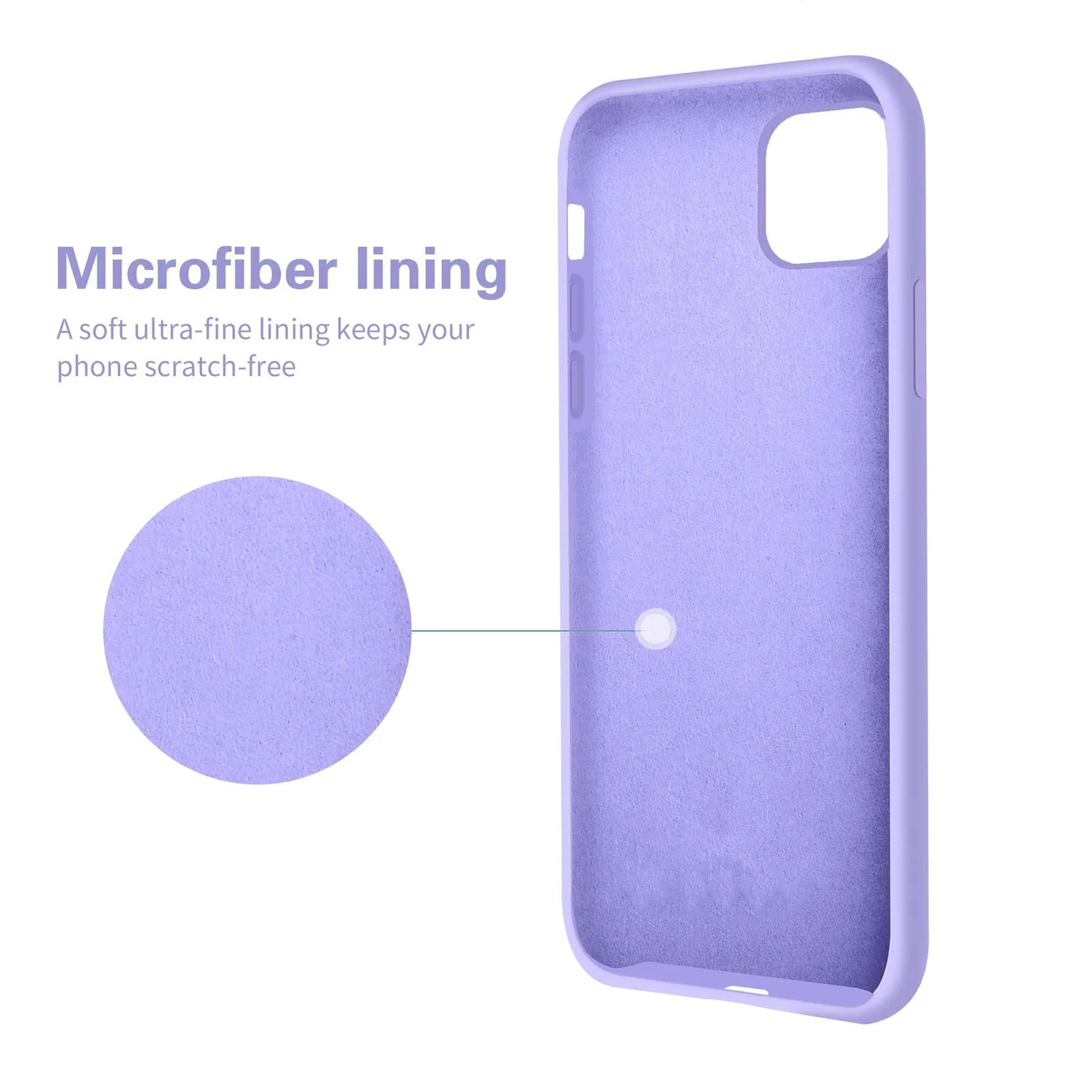 DL3 Mobilak Liquid Silicone Protective Case for iPhone 11 (6.1 Inch) with Camera Protection and Microfiber Lining - Light Purple