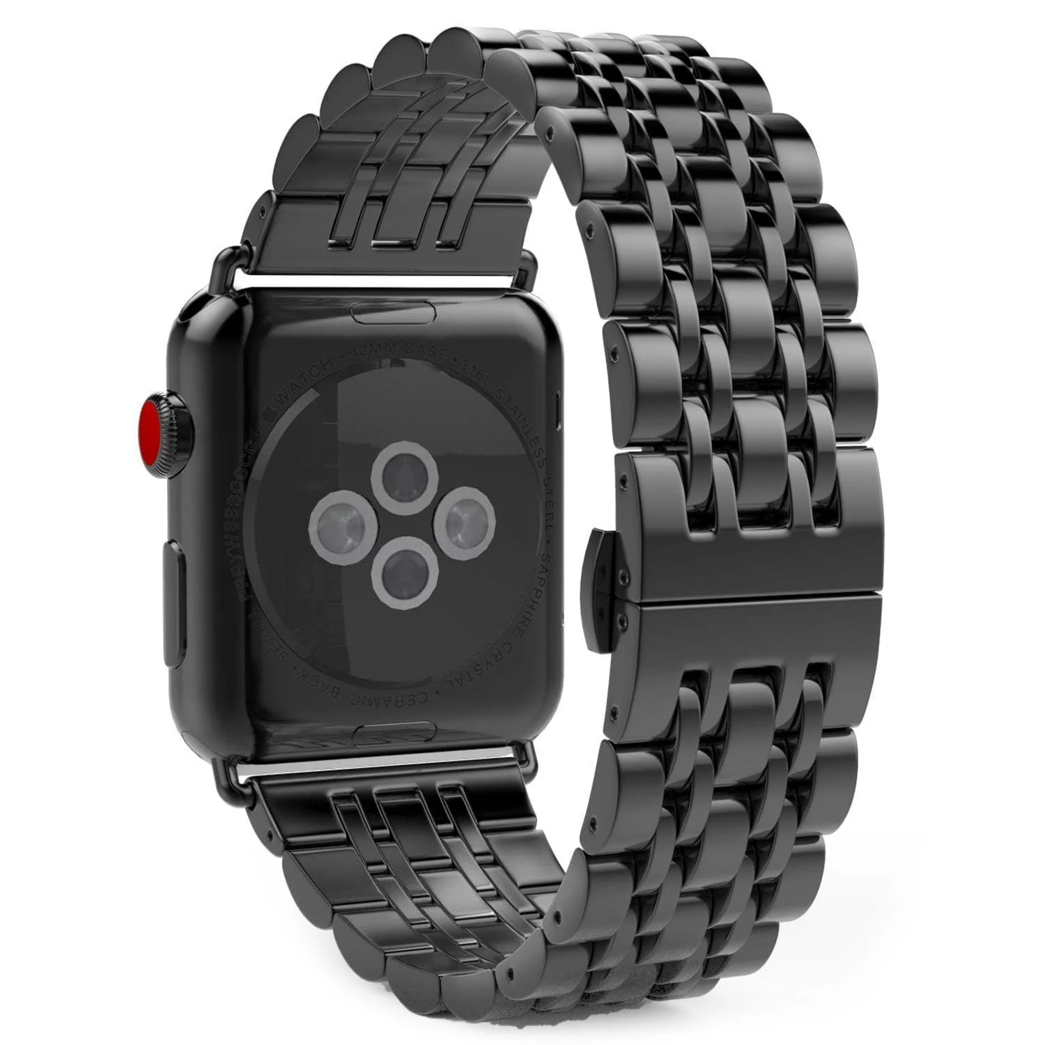 DL3 MOBILAK Band For Apple Watch Ultra Band 49mm 45mm 44mm 42mm 41mm 40mm 38mm, Metal Stainless Steel Strap for Apple Watch Series 8 Ultra 7 6 5 4 3 2 1 Se (42MM/44MM/45MM/49MM) - Black