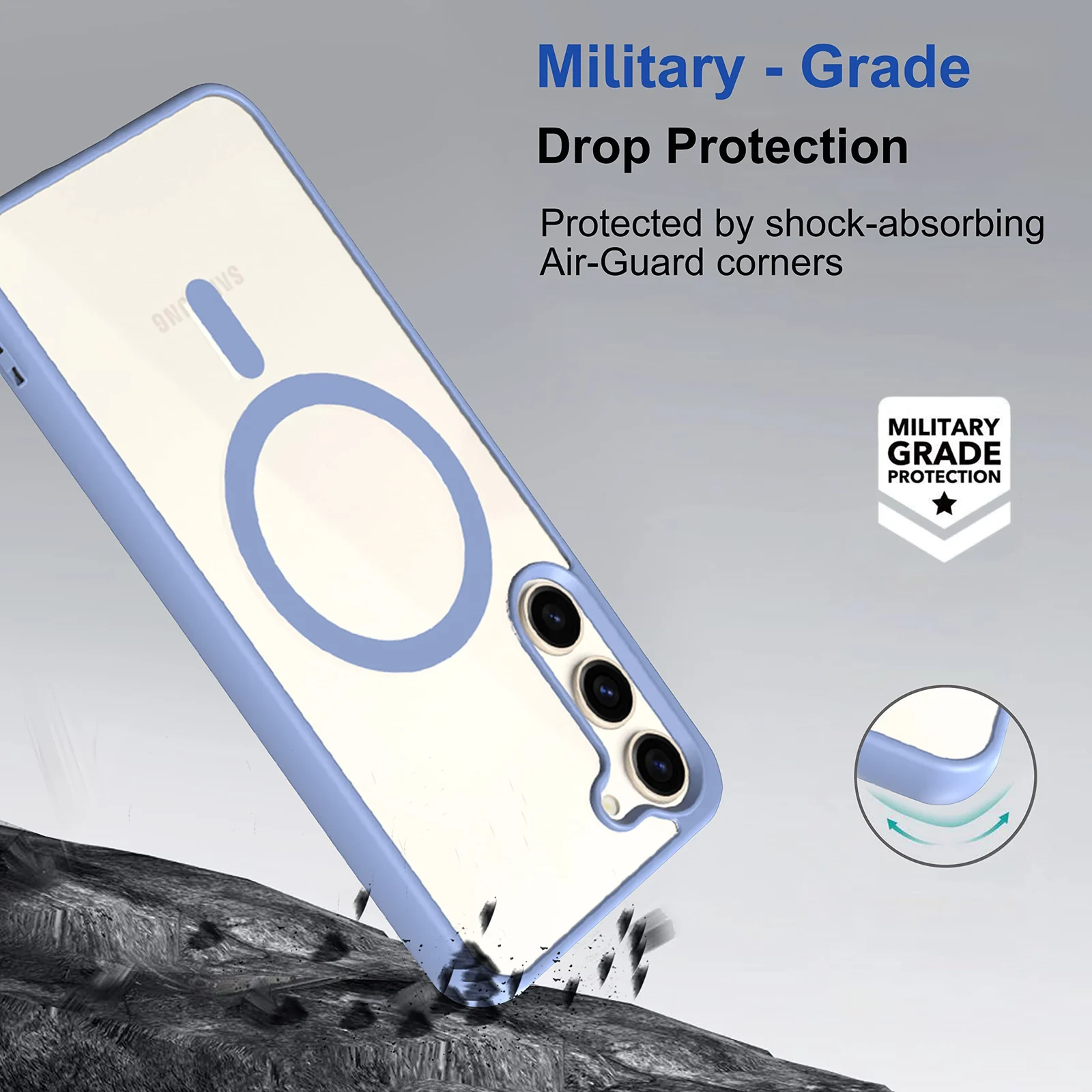 DL3 Mobilak MagSafe-Compatible Clear Magnetic Case for Samsung Galaxy S23 - Sierra Blue
