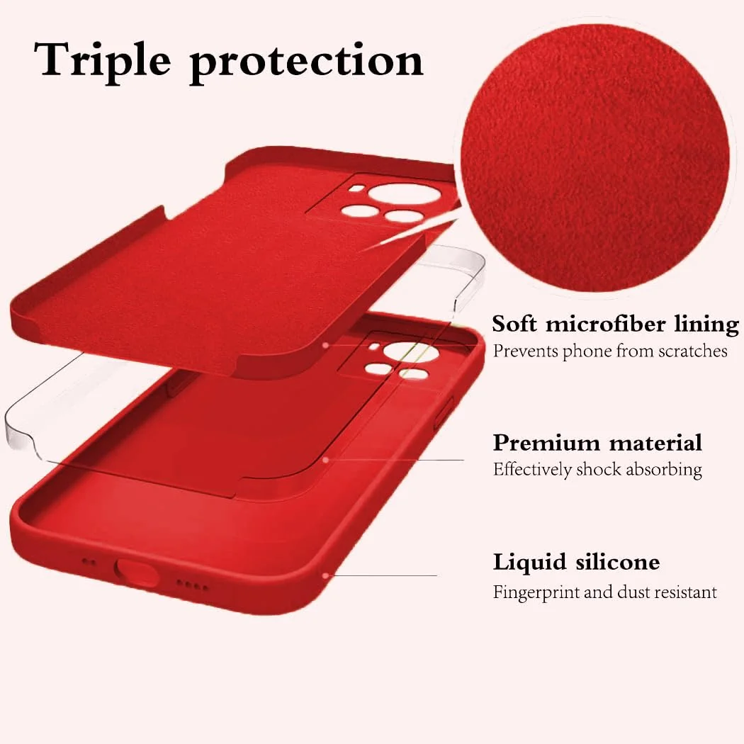 DL3 Mobilak Soft Silicone Protective Case for OnePlus 10R with Microfiber Lining and Shockproof Design - Red