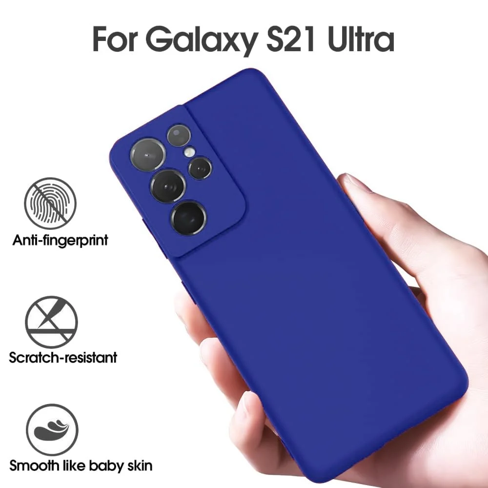 DL3 Mobilak Samsung Galaxy S21 Ultra 5G Case, Soft Flexible Silicone Gel Rubber Bumper Cover, Slim Fit Full Body Shockproof Protective Phone Case - Pepsi