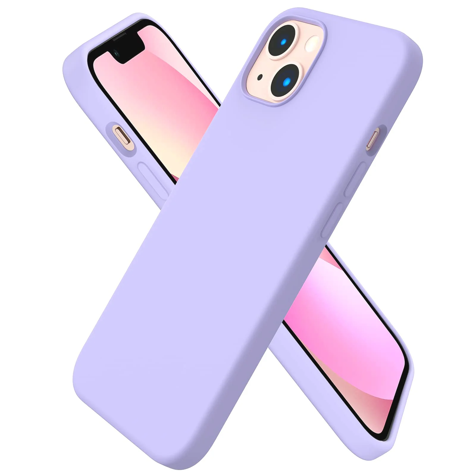 DL3 MOBILAK Compatible with iPhone 13 / iPhone 14 (6.1 Inch) Case, Liquid Silicone Case, Full Body Protective Cover, Shockproof, Slim Phone Case, Anti-Scratch Soft Microfiber Lining - Light Purple