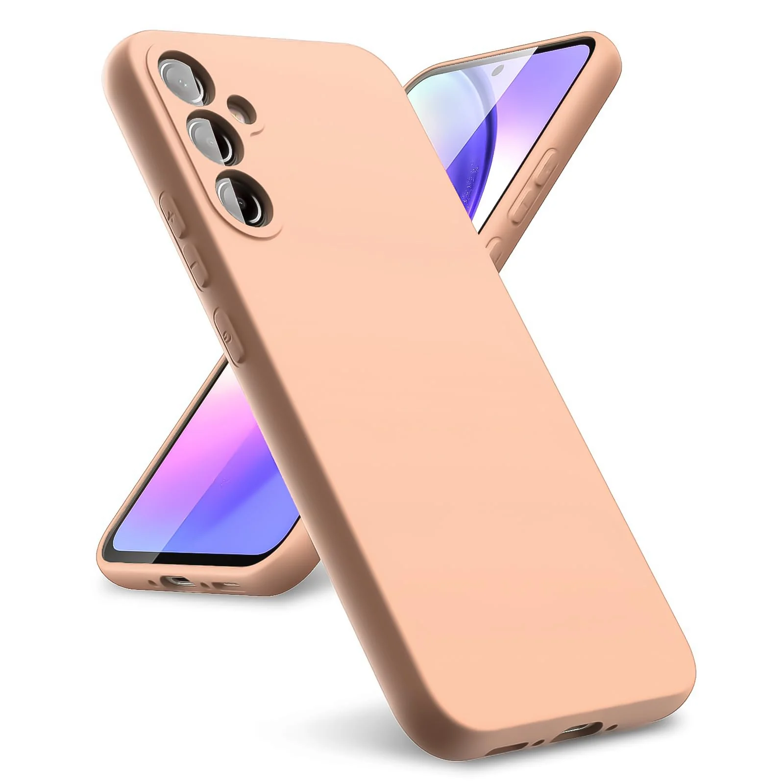 DL3 Mobilak Soft Silicone Protective Case for Samsung Galaxy A24 4G with Microfiber Lining and Shockproof Design - Light Orange