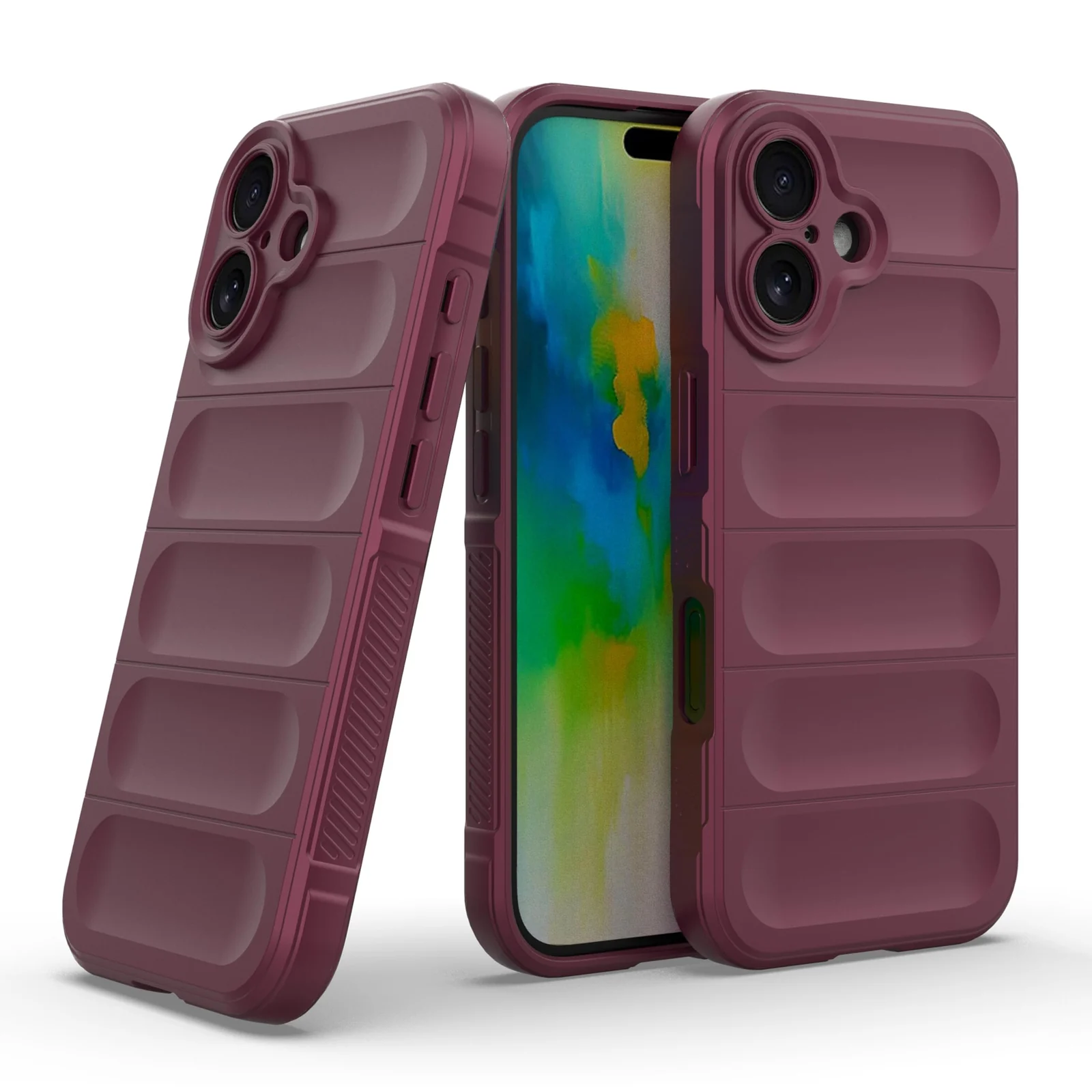 DL3 Mobilak Soft Silicone Protective Case for iPhone 16 with Camera Protection and Shockproof Design - Wine Red