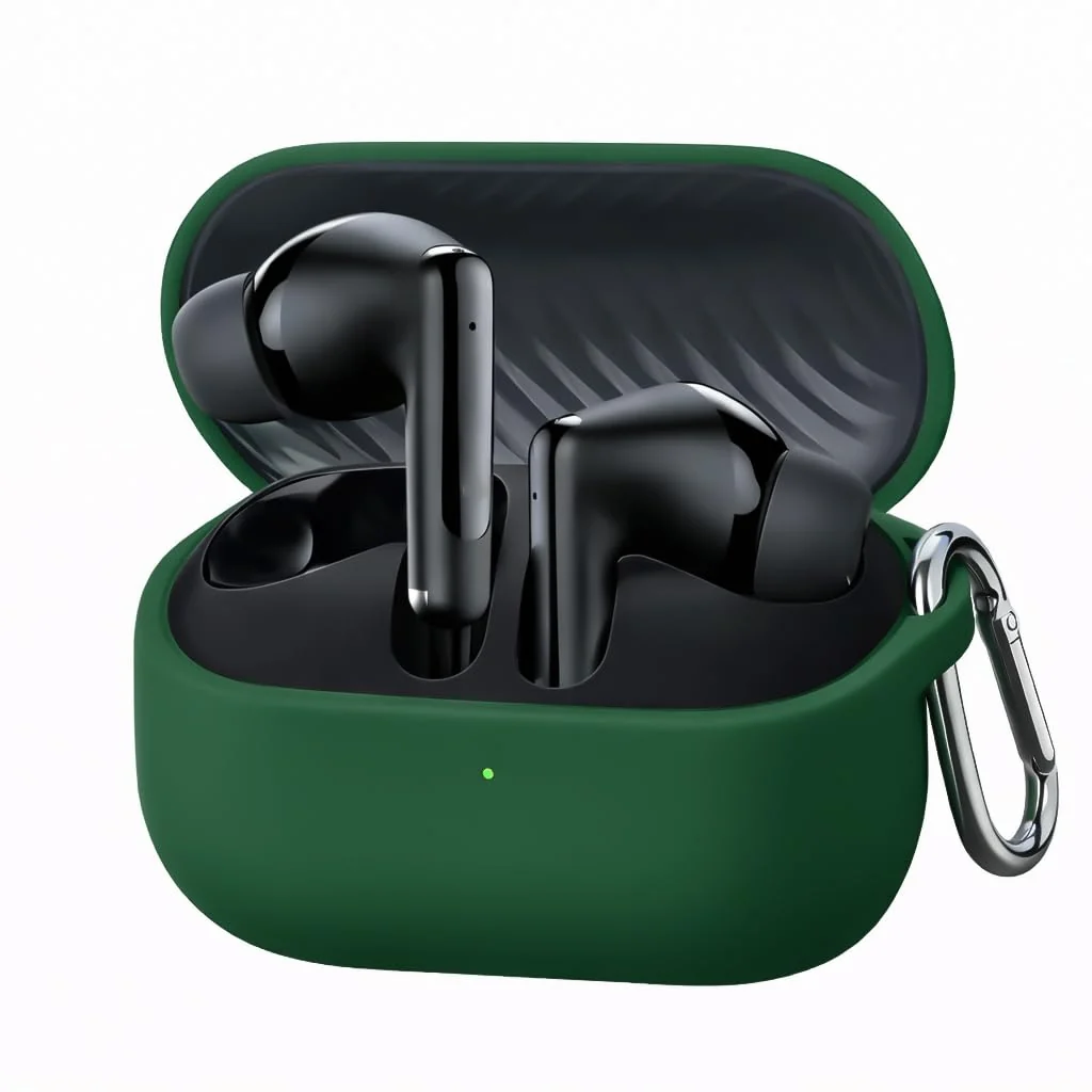 DL3 Mobilak Compatible with Oraimo SpaceBuds Neo+ OTW‐323P True Case Cover, Soft Silicone Shockproof Protective Case Wireless Earbuds with Carabiner, Front LED Visible