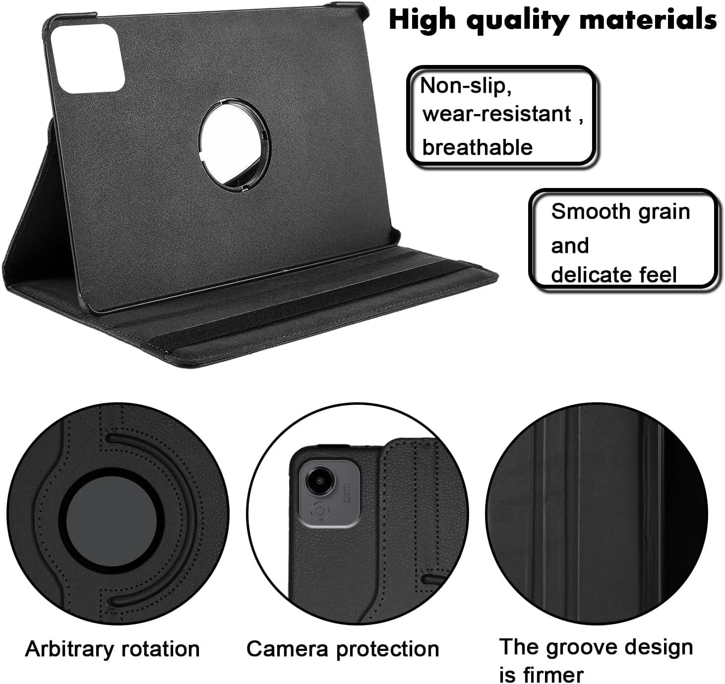 DL3 Mobilak Protective Cover for Honor Pad X9a 11.5 inch, 360° Rotatable Smart Stand, Leather Folio Flip Cover with Multi-Angle Viewing, Auto Wake Sleep - Black