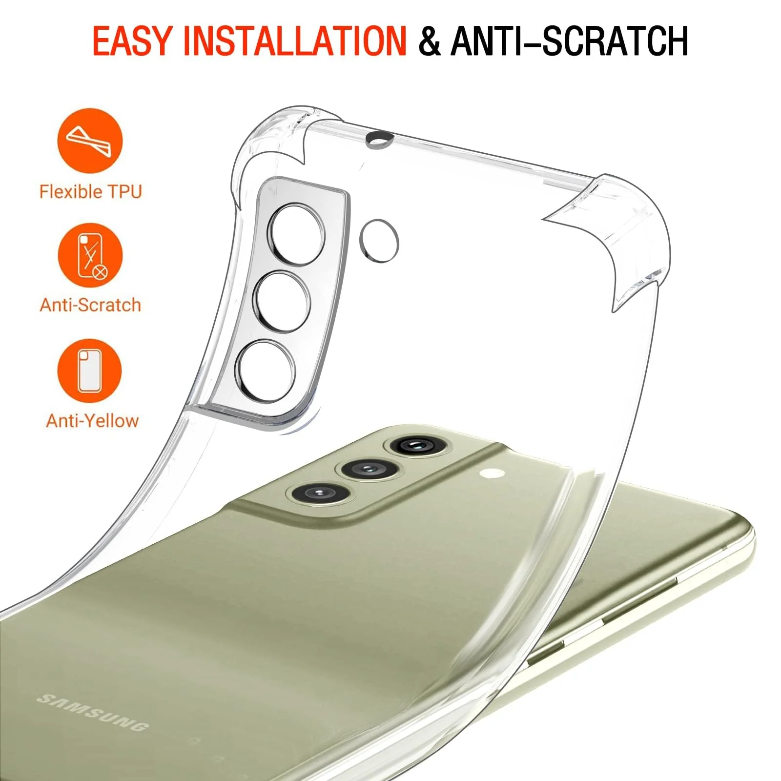 DL3 MOBILAK Case Compatible with Samsung Galaxy S21 Plus, Cover SiliconeTransparent TPU Gorilla Anti-shock Protector Camera Shockproof Corners - Clear