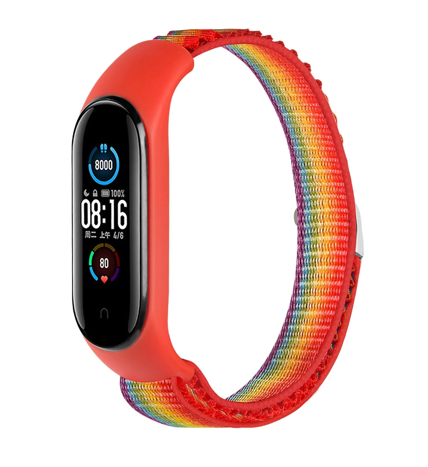 DL3 Mobilak Alpine Loop Band for Xiaomi Mi Band 7/Mi Band 6/Mi Band 5/Mi Band 4/Mi Band 3, Women Men Nylon Sport Solo Loop Rugged Wristband with G‑Hook - Colors Red