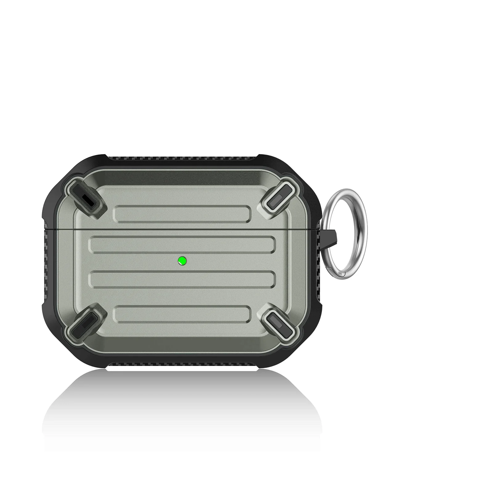 DL3 Mobilak Compatible with AirPods Pro Case Cover Rugged Armor Hard Shell Shockproof Apple Airpod Pro 2019 Protective Case Replacement Support Wireless Charging with Keychain - Army Green