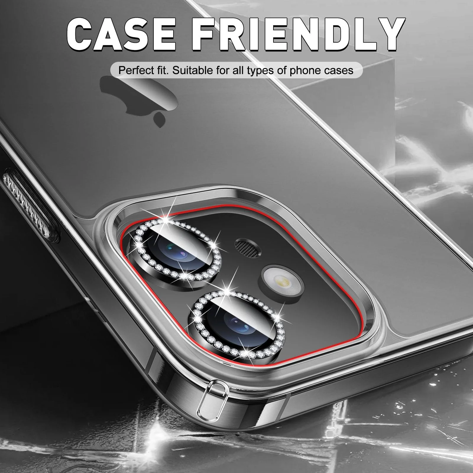 DL3 Mobilak Camera Lens Protector for iPhone 12/12 Mini/iPhone 11 Accessories, 9H Tempered Glass Metal Individual Ring Camera Cover Screen Protector, Case Friendly, Anti Scratch - Diamond Black
