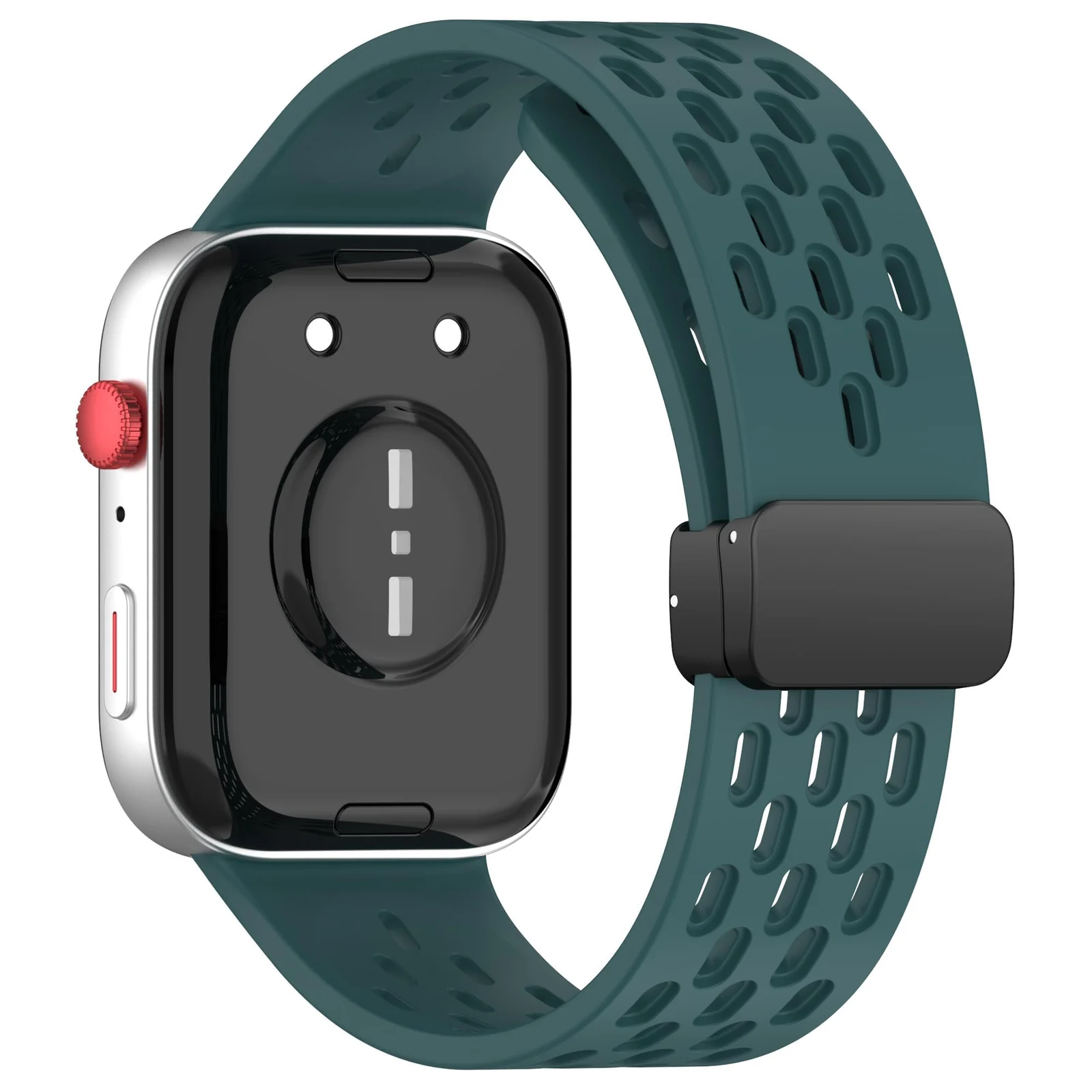 DL3 Mobilak Silicone Strap Compatible with Huawei Watch Fit 3/Fit 4/Fit 4 Pro Magnetic Metal Buckle Sport Silicone Breathable Strap for Men Women Band Quick Release Soft Replacment Wristband - Pine Green